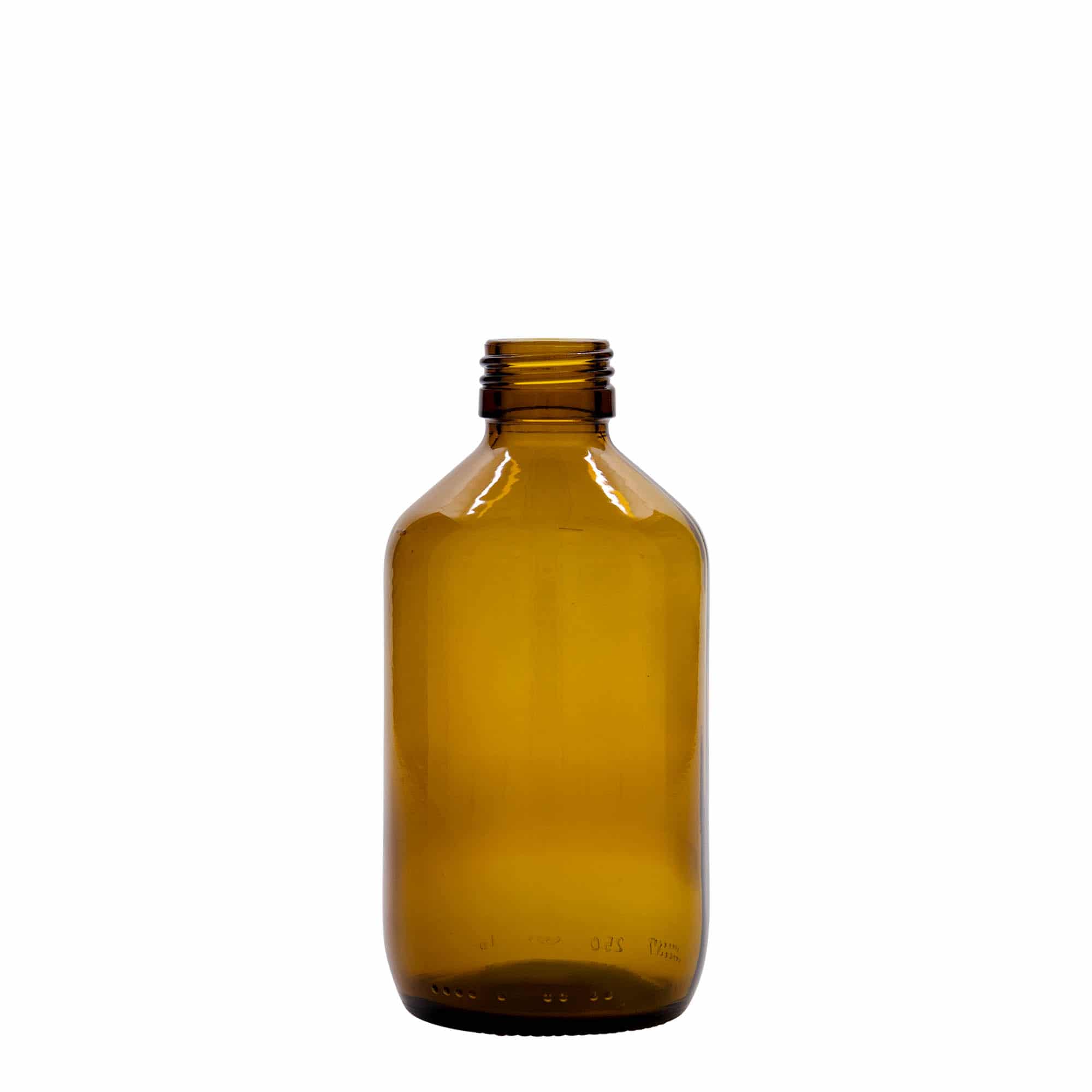 Lékovka 250 ml, hnědá, sklo, ústí: PP 28