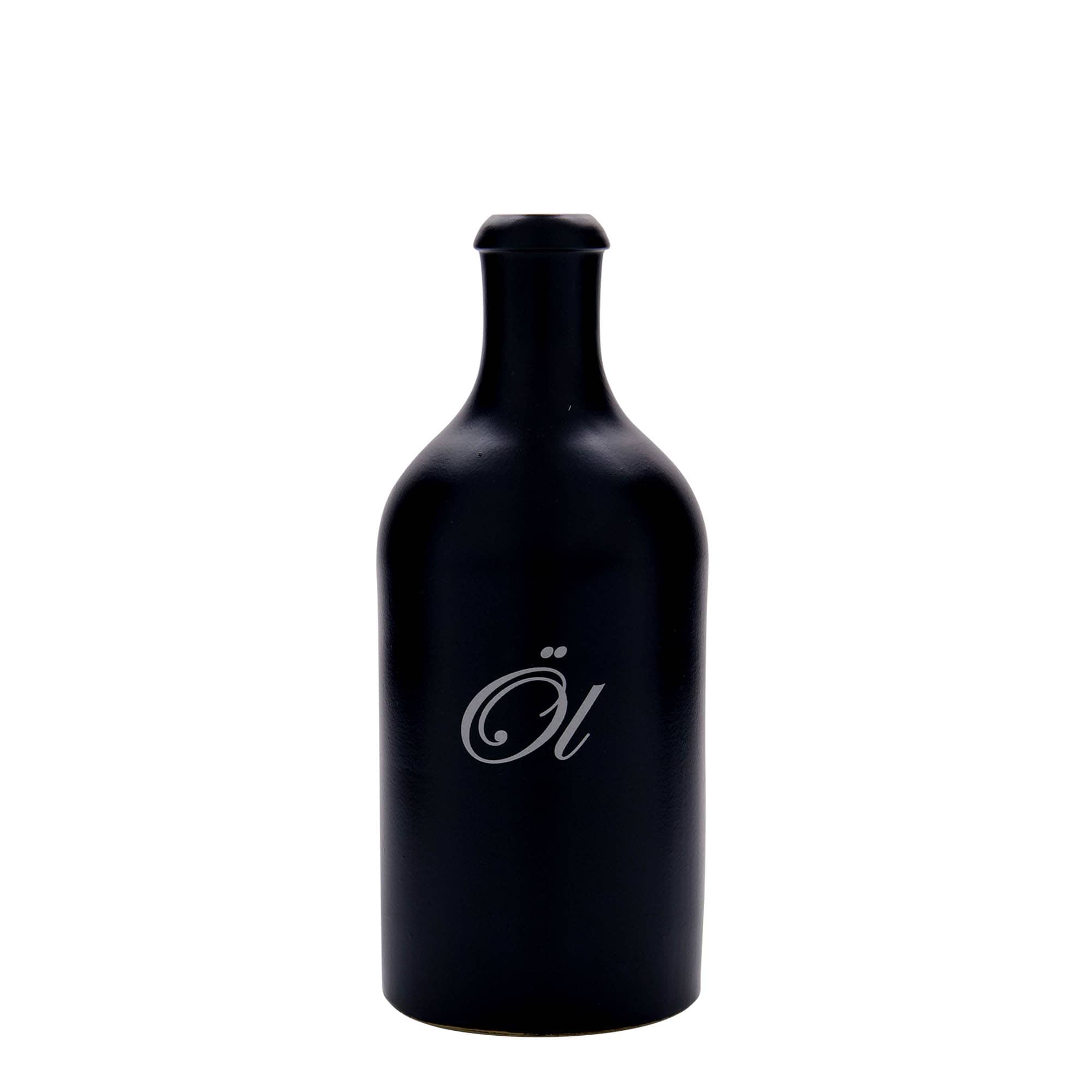 500 ml keramický džbán, motiv: olej, kamenina, černý, hrdlo: korek