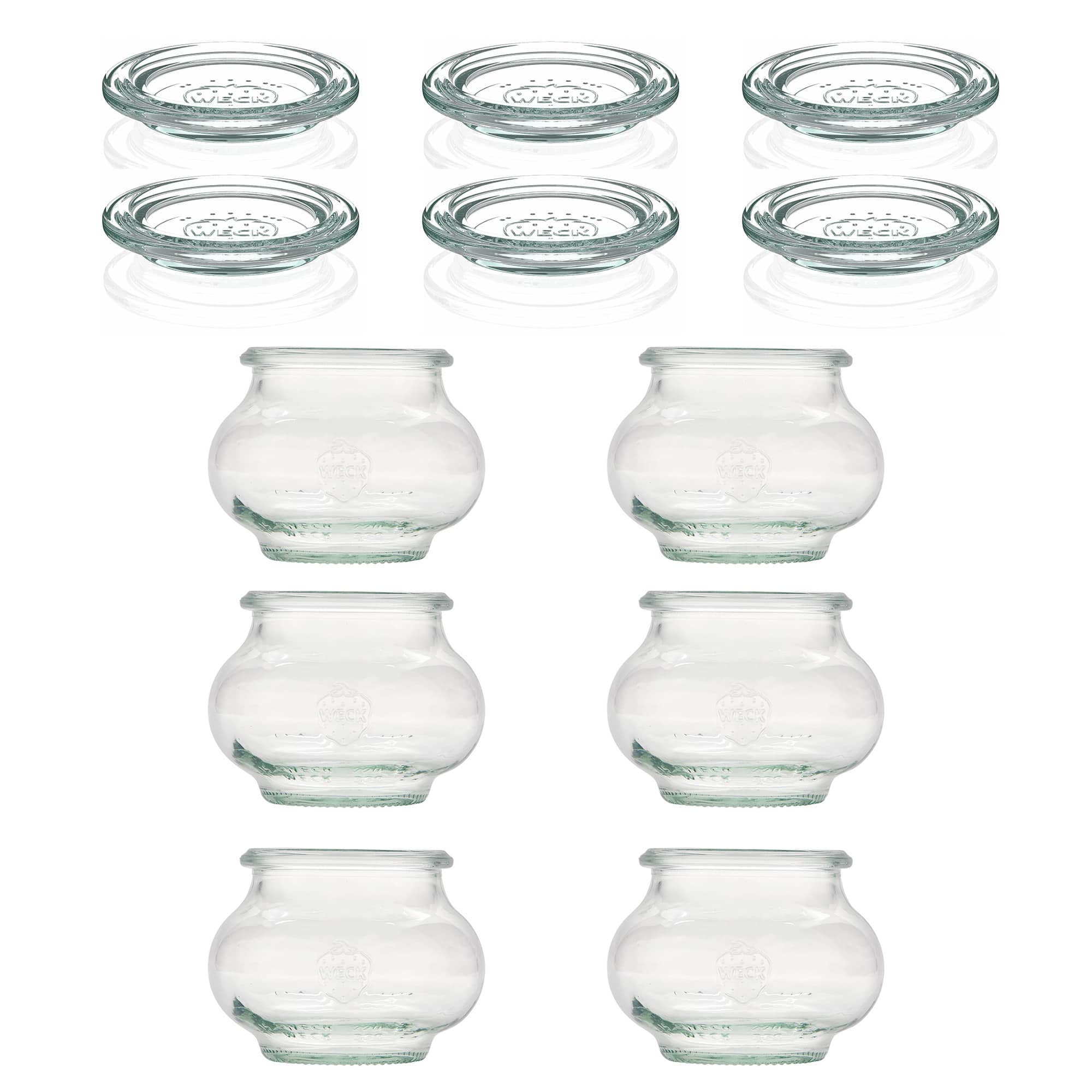 6x 220 ml WECK ozdobná sklenice se skleněným víčkem RR 60