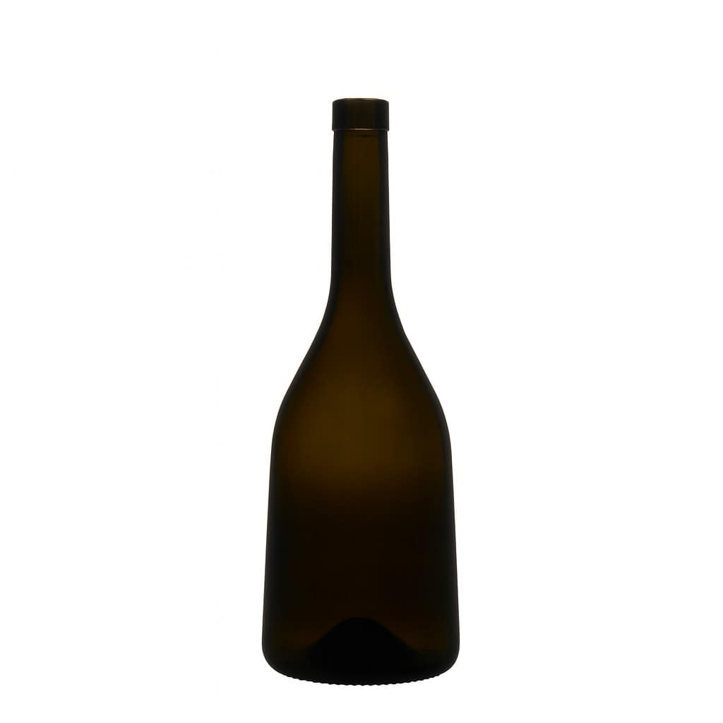 750 ml skleněná láhev 'Rustica', antikně zelená, hrdlo: korek