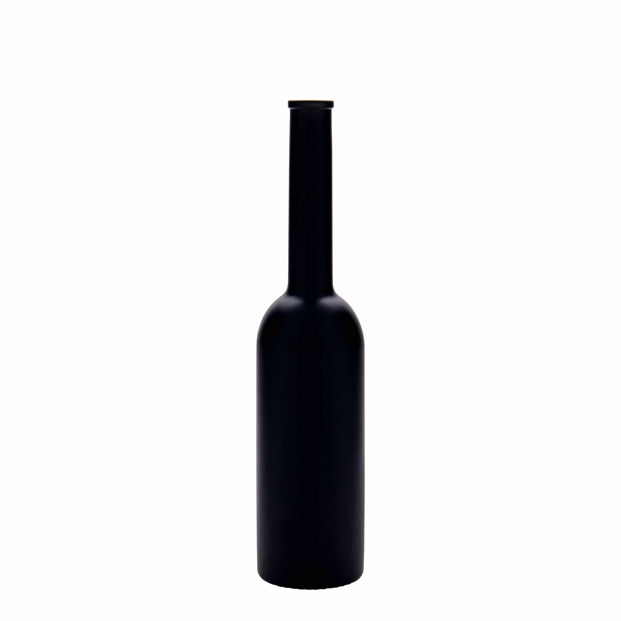 200 ml skleněná láhev „Opera“, černá, hrdlo: korek