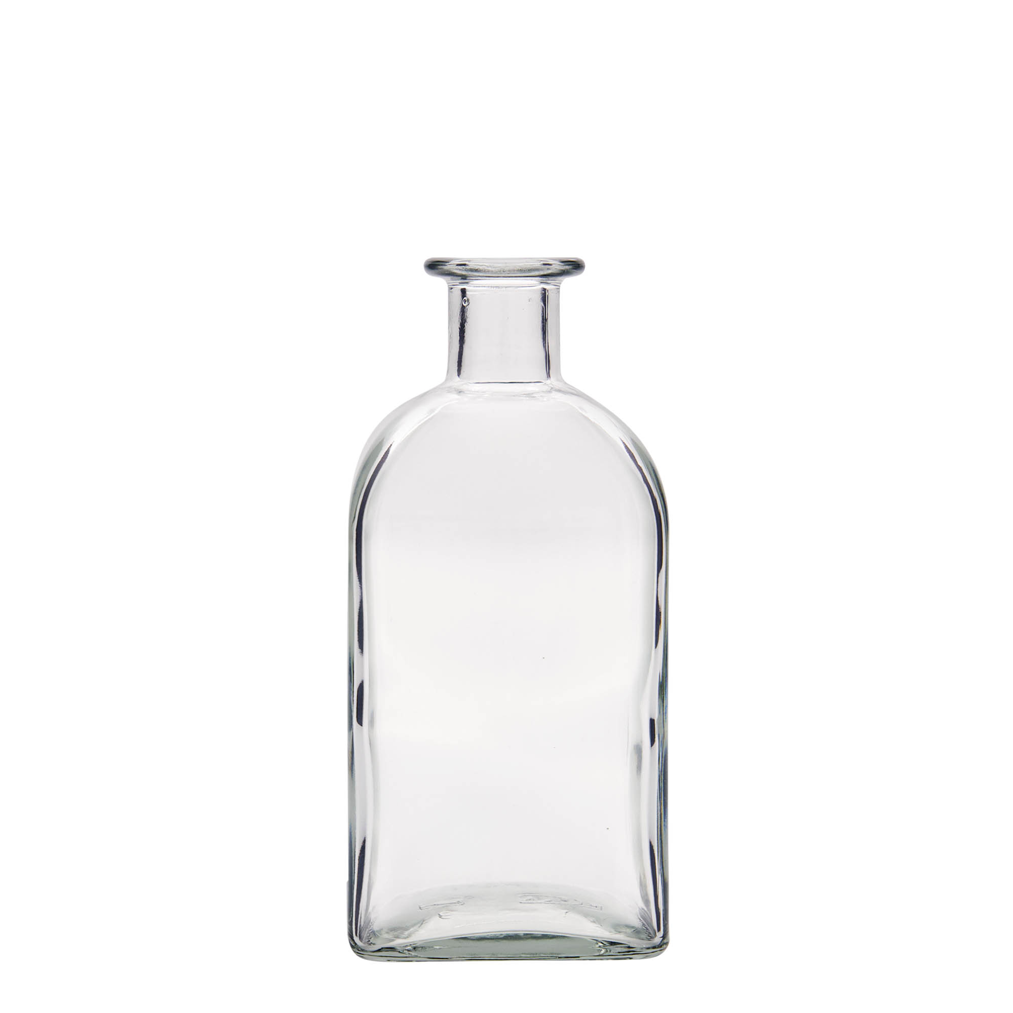500 ml skleněná láhev Apotheker Carré, čtvercová, hrdlo: korek
