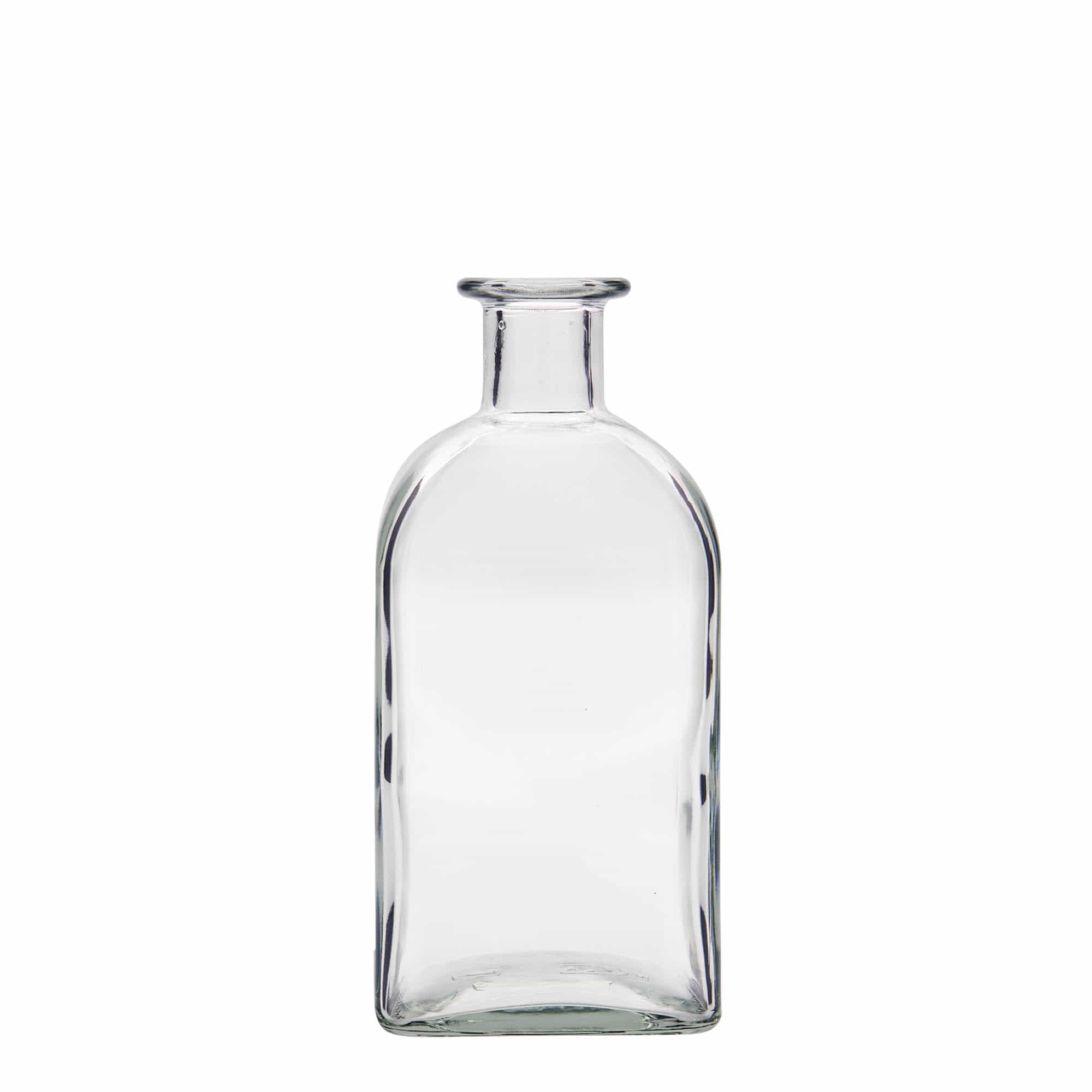 500 ml skleněná láhev Apotheker Carré, čtvercová, hrdlo: korek