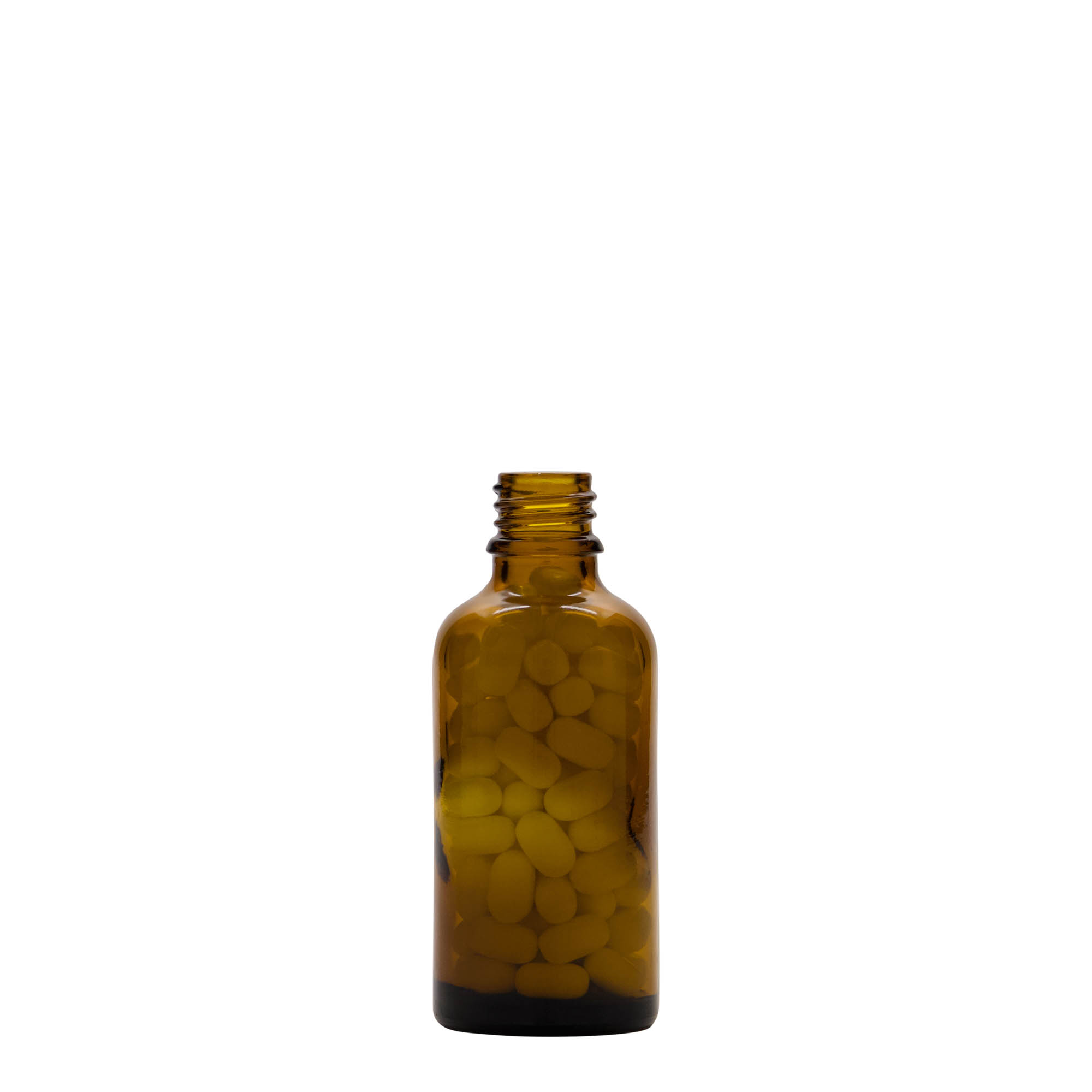 50 ml lékárenská lahvička, sklo, hnědá, hrdlo: DIN 18 50 ml lékárenská lahvička, sklo, hnědá, hrdlo: DIN 18