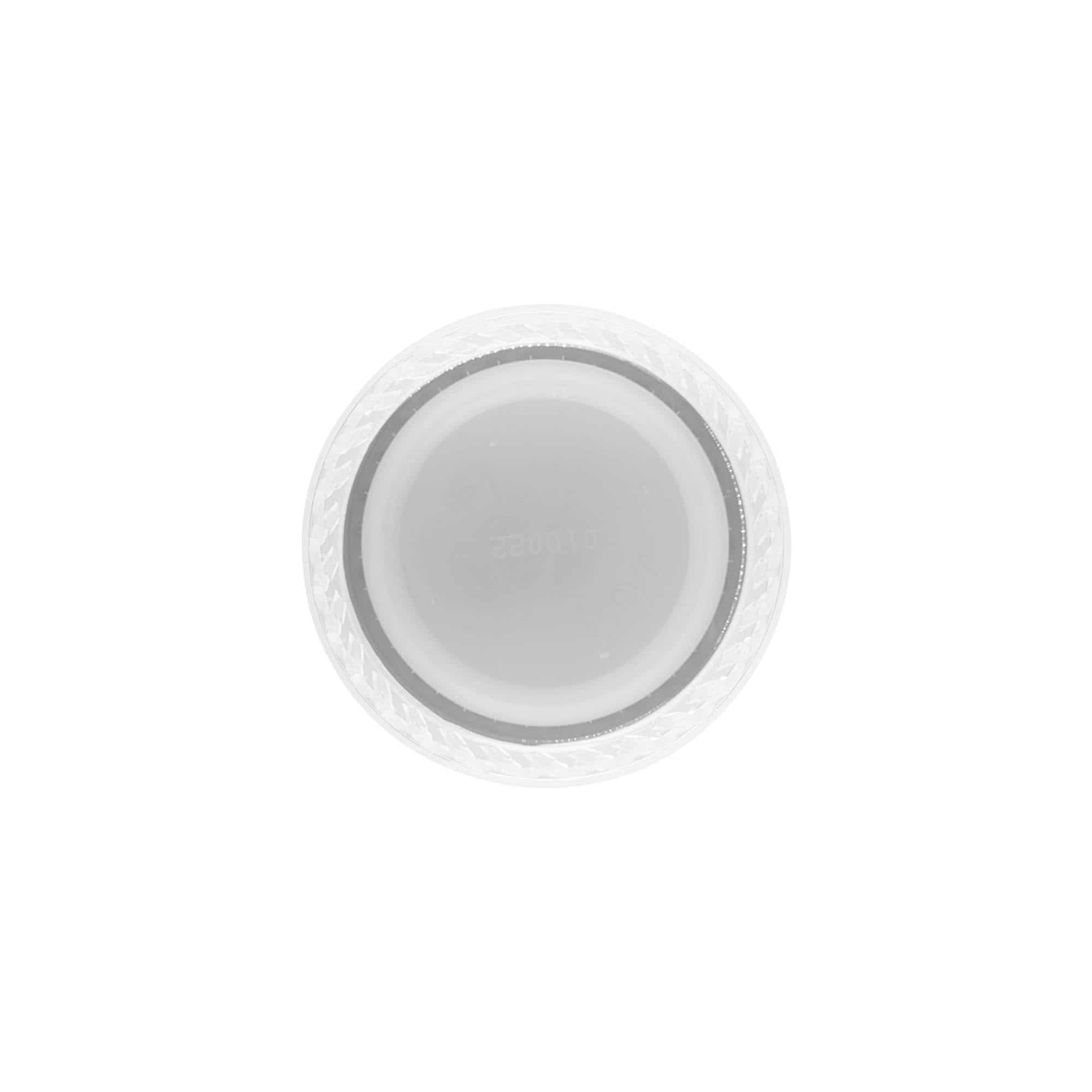 Šroubovací uzávěr s dvoucestným závitem, plast PE, bílý, pro ústí: PET 38 mm