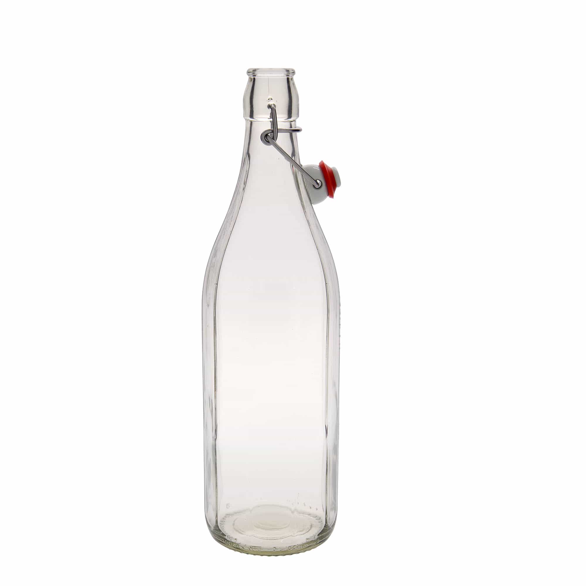 1.000 ml skleněná láhev 'Bravo' #, desetiboká, hrdlo: uzávěr s pákou