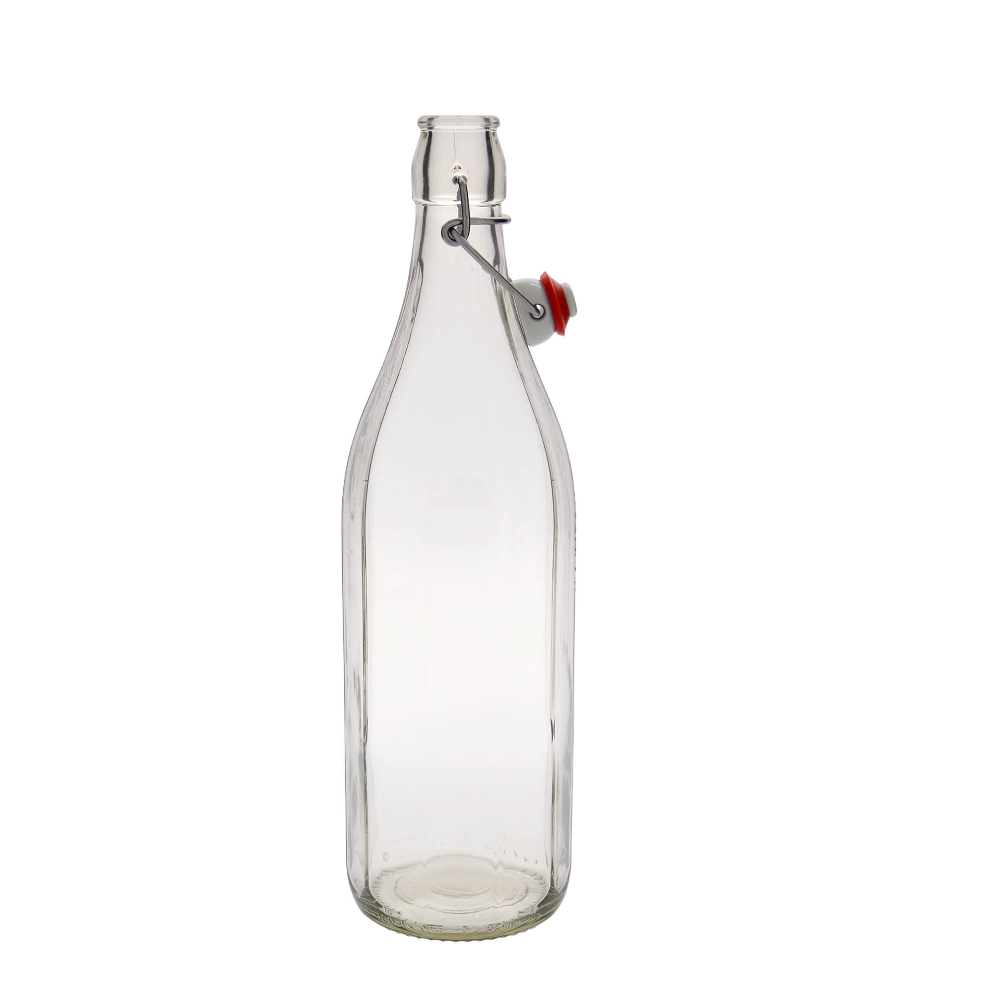 1.000 ml skleněná láhev „Bravo“, desetiboká, hrdlo: uzávěr s pákou