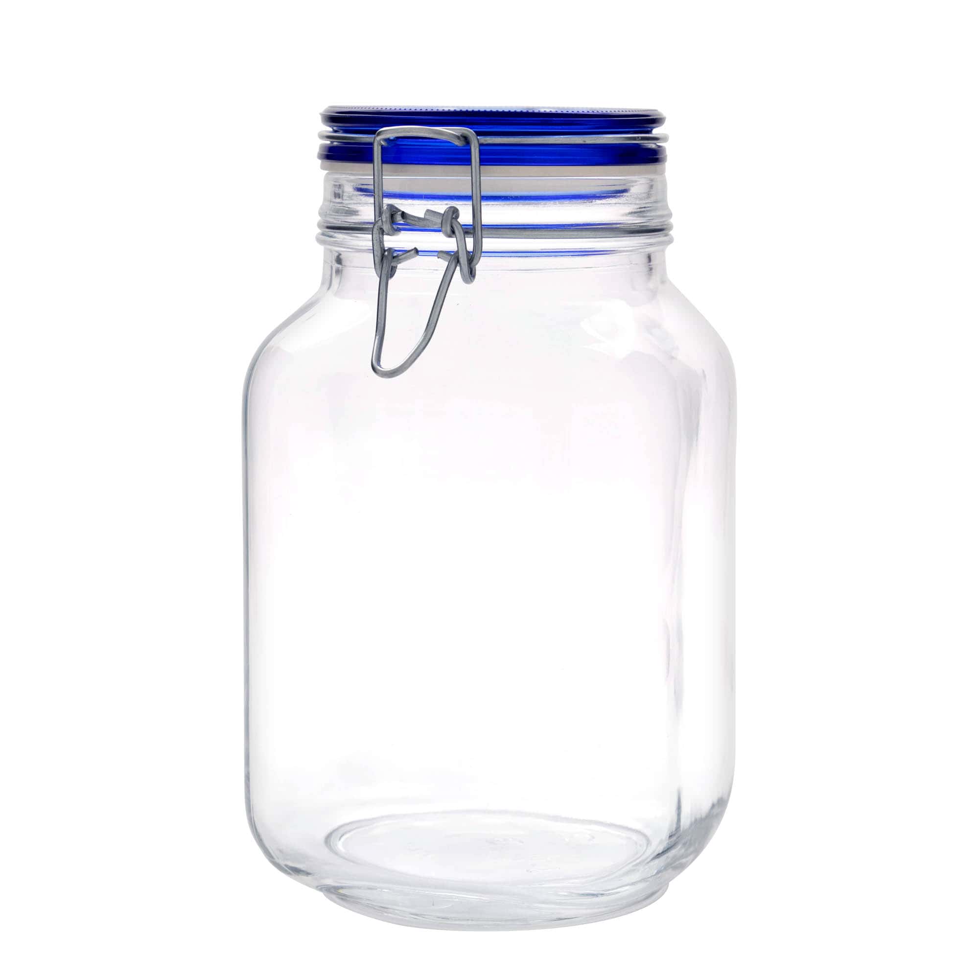2.000 ml drátové uzávěrové sklenice 'Fido' modrý uzávěr, čtvercová, hrdlo: drátový uzávěr