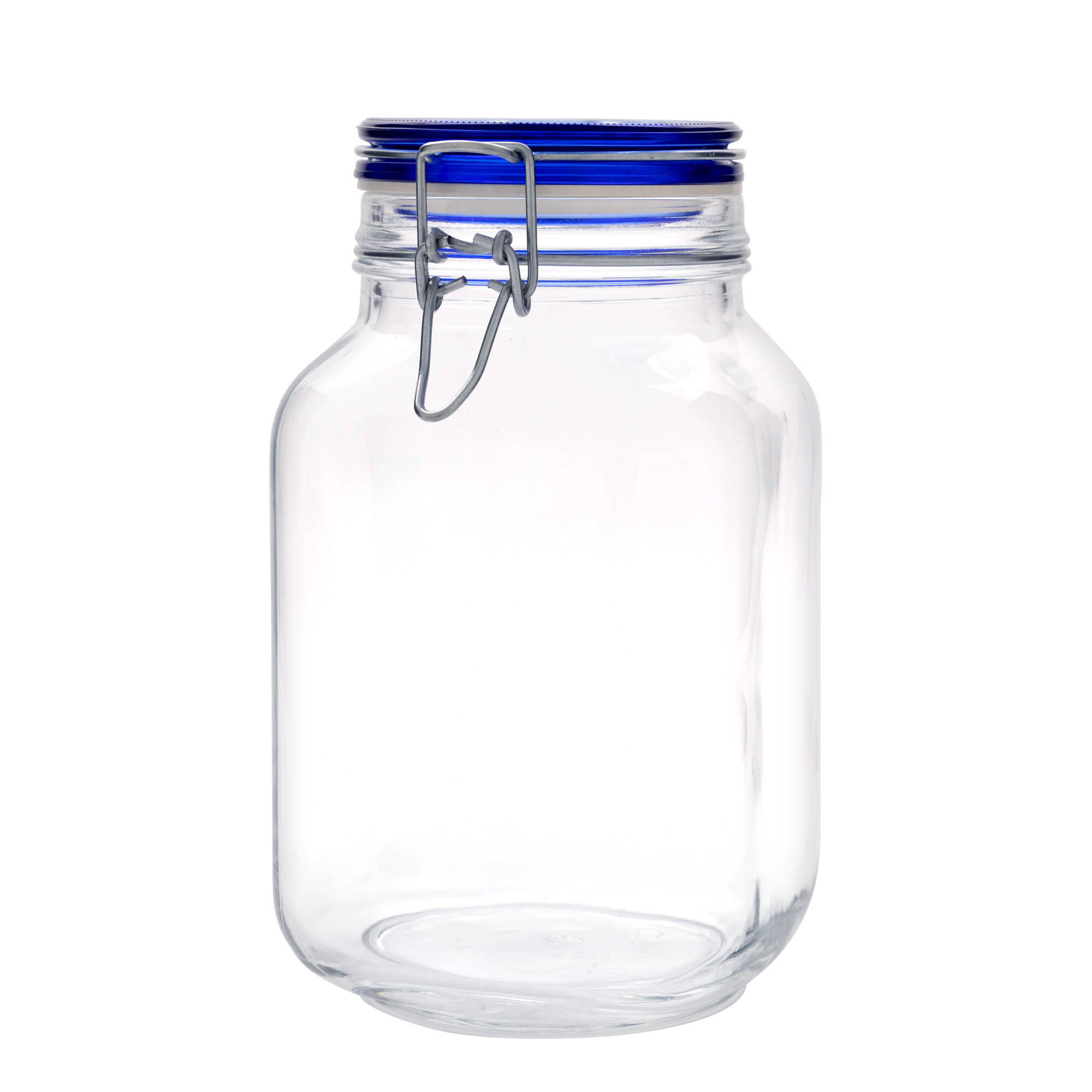 2.000 ml drátové uzávěrové sklenice „Fido“ modrý uzávěr, čtvercová, hrdlo: drátový uzávěr