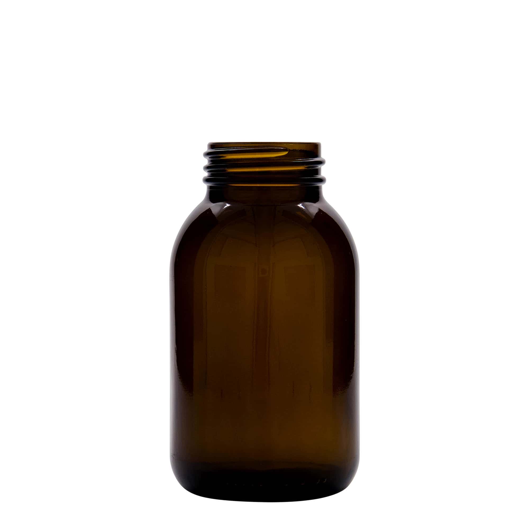 Sklenice s širokým hrdlem 500 ml, hnědá, uzávěr: DIN 55
