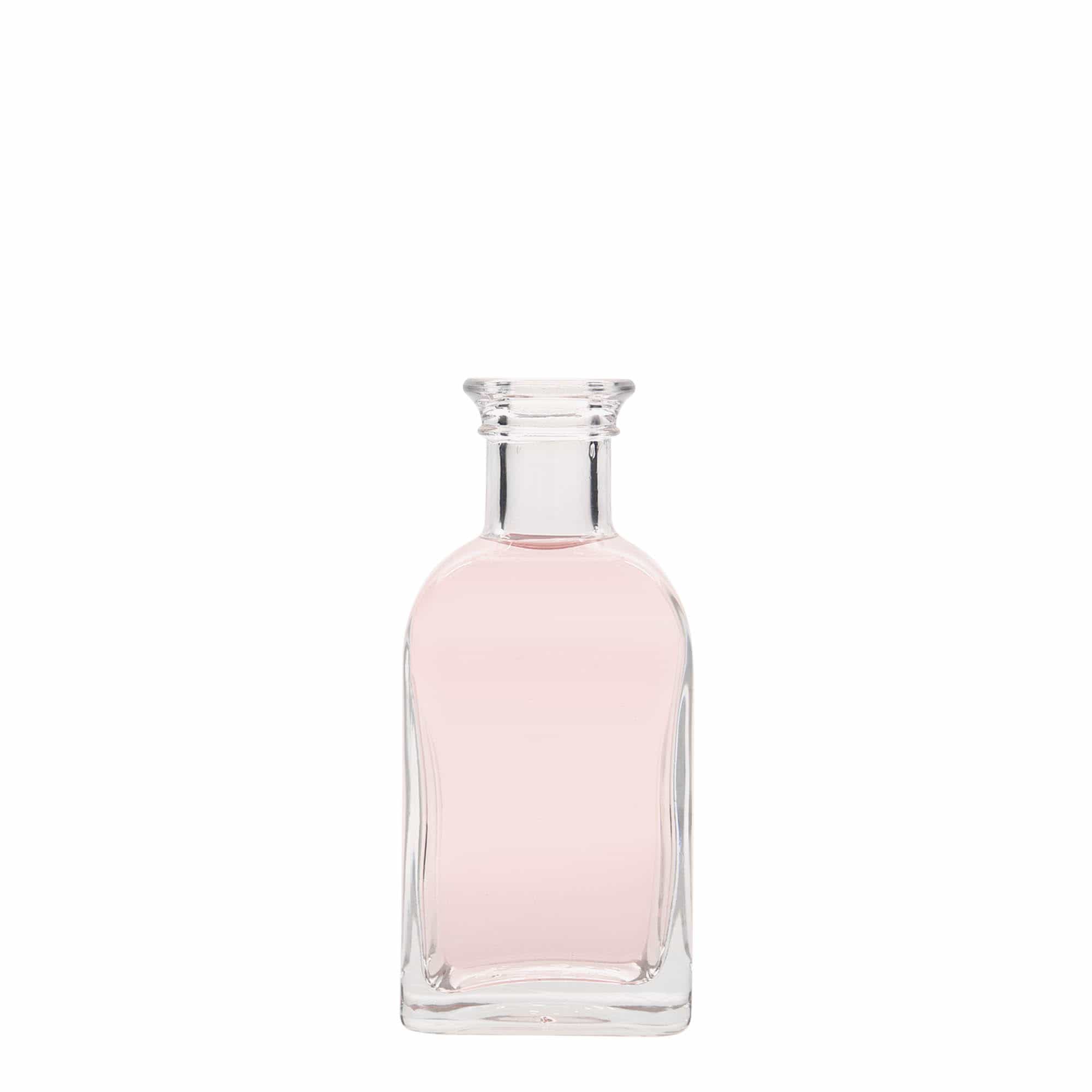 100 ml skleněná lahvička Apotheker Carré, čtvercová, hrdlo: korek