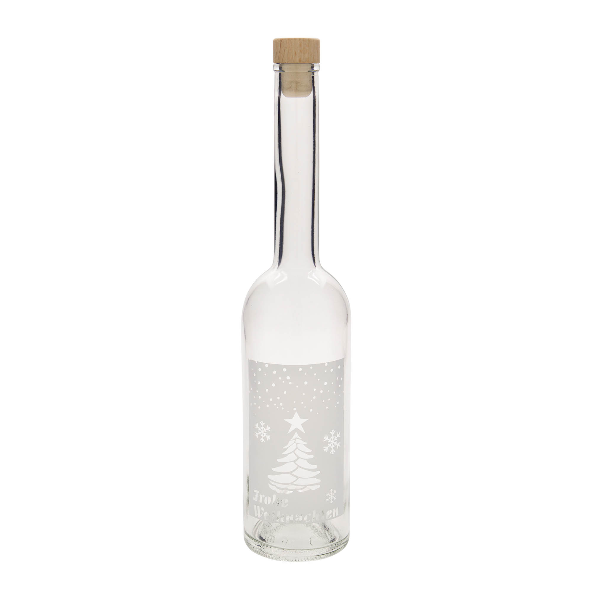 500 ml skleněná láhev 'Opera', motiv: Bílé Vánoce, hrdlo: korek 500 ml skleněná láhev 'Opera', motiv: Bílé Vánoce, hrdlo: korek