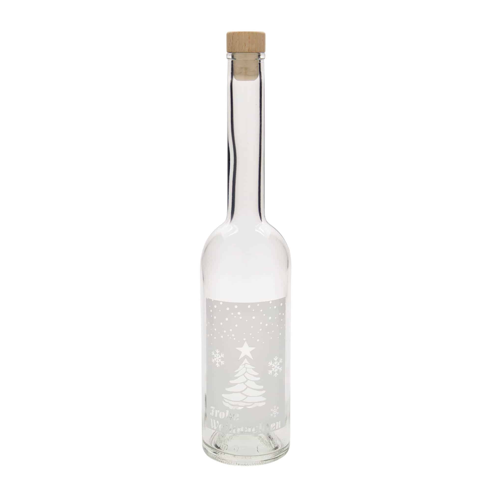 500 ml skleněná láhev „Opera“, motiv: Bílé Vánoce, hrdlo: korek