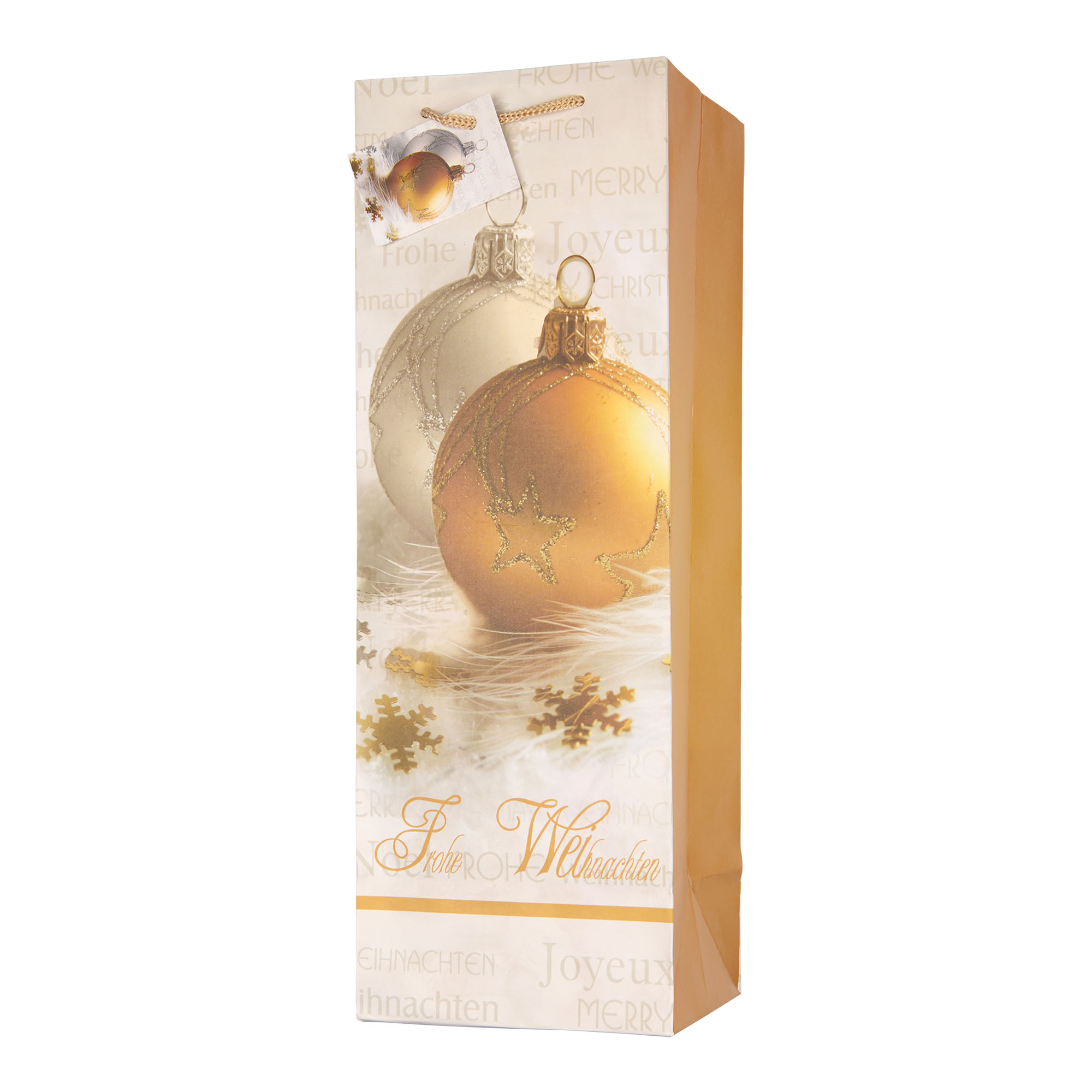 Taška na láhev, čtvercová, papír, zlatá Taška na láhev, čtvercová, papír, zlatá