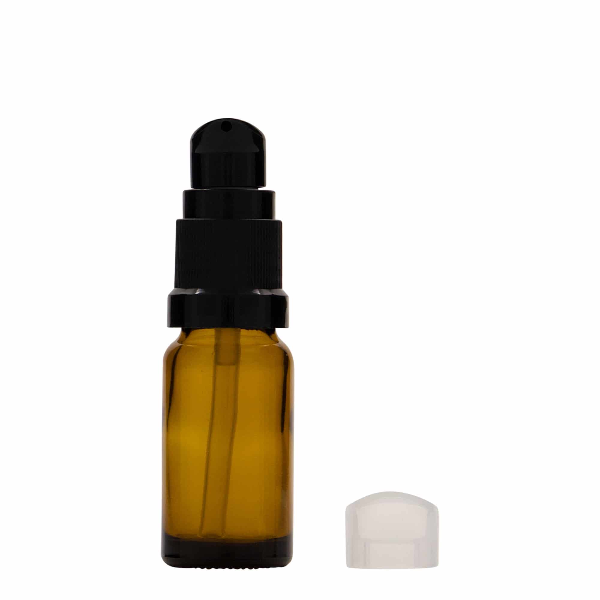 Lékovka s pumpičkou 10 ml, sklo, hnědá, ústí: DIN 18