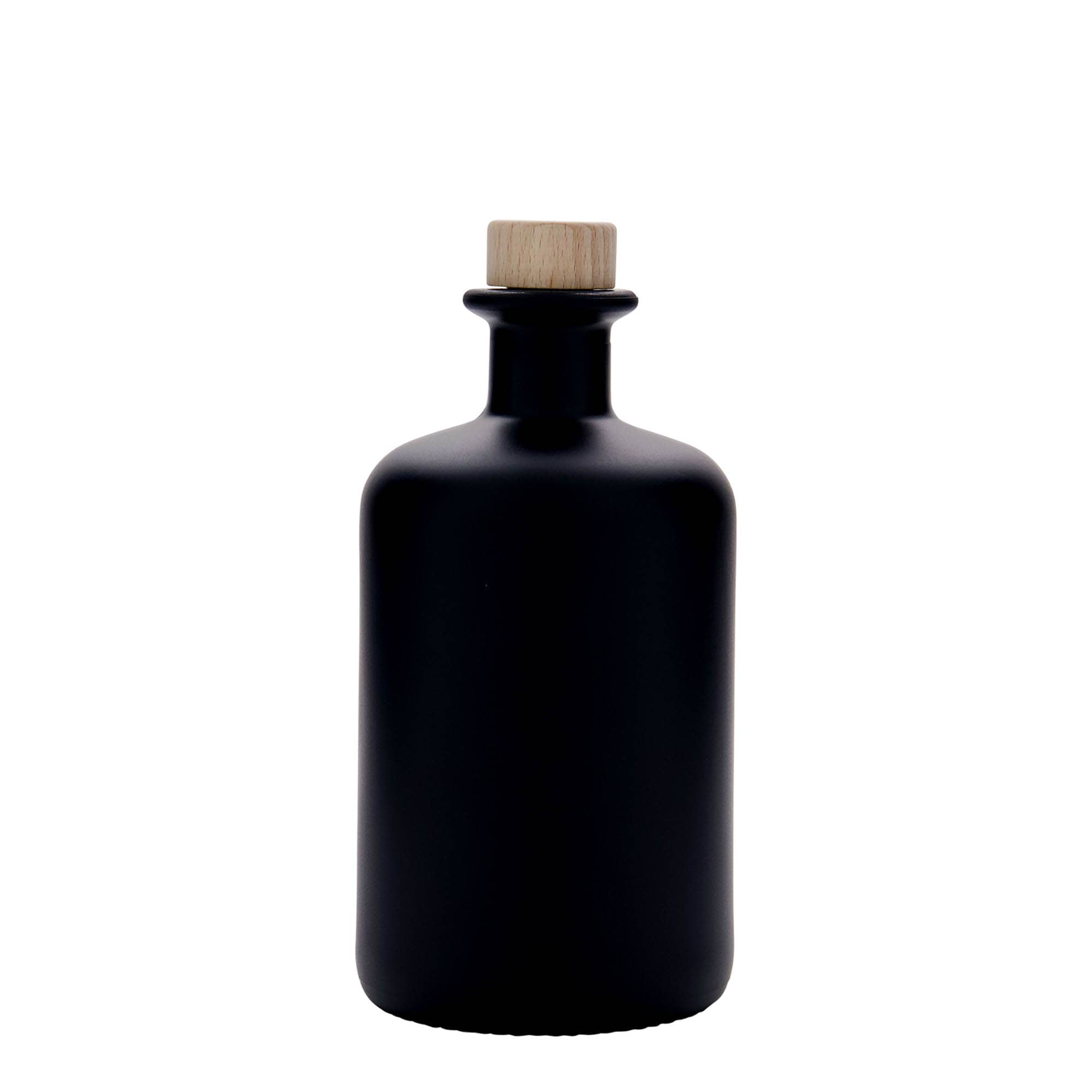 Skleněná lahev 500 ml lékárenská, černá, uzávěr: korek