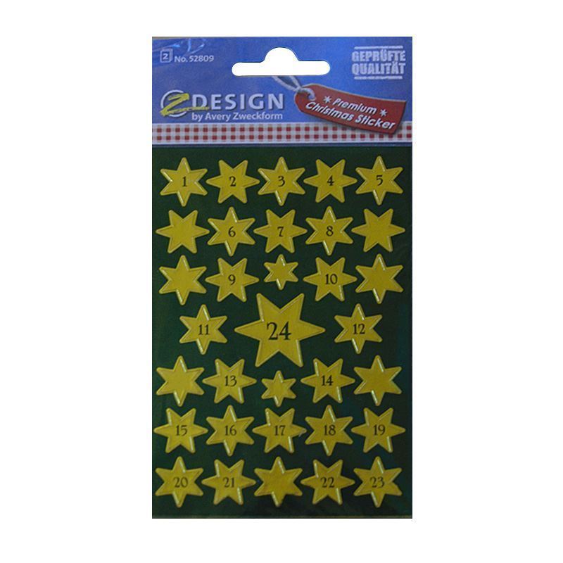Zweckform nálepky 'Adventní kalendář 1-24', papír, zlaté Zweckform nálepky 'Adventní kalendář 1-24', papír, zlaté