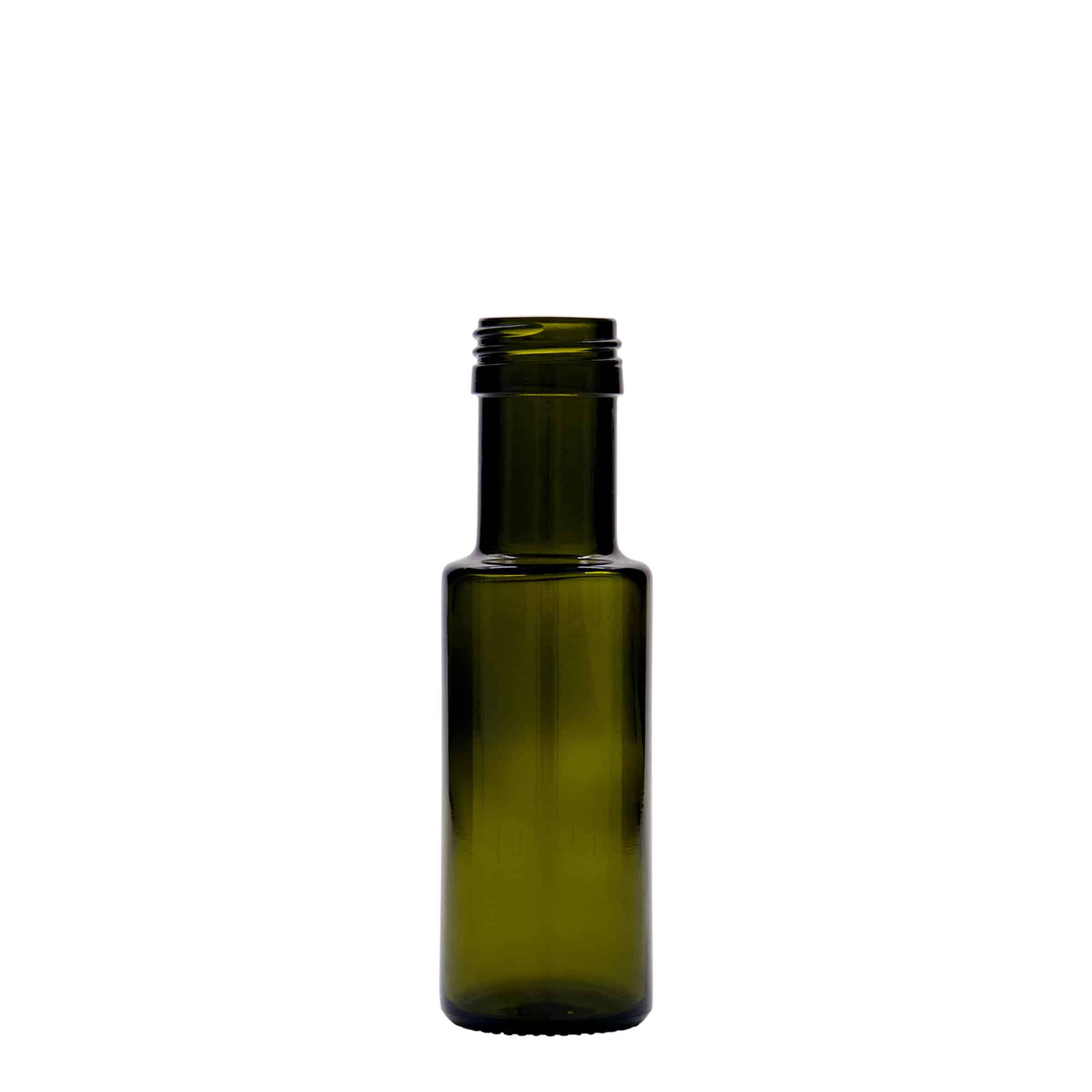 Skleněná lahev 100 ml 'Dorica', starožitná zelená, uzávěr: PP 31,5 Skleněná lahev 100 ml 'Dorica', starožitná zelená, uzávěr: PP 31,5
