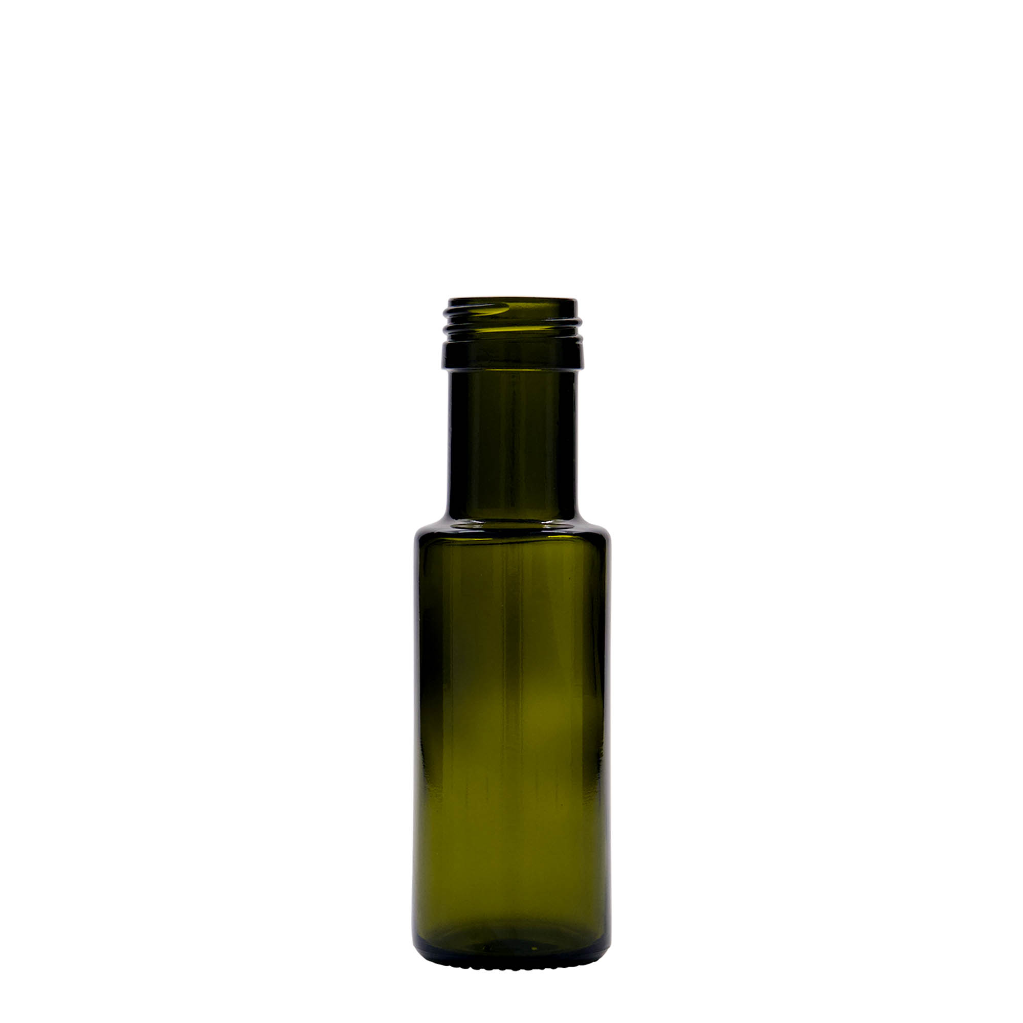 100 ml skleněná lahvička „Dorica“, antik zelená, hrdlo: PP 31,5