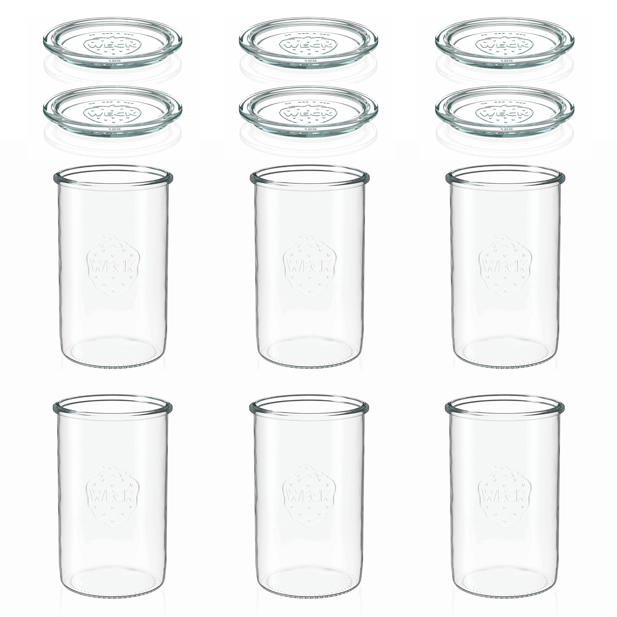 6x 1000 ml WECK zavařovací sklenice se skleněným víčkem RR 100