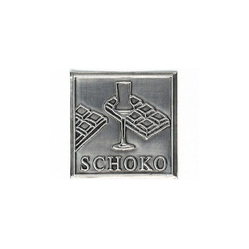 Cínový štítek 'Čoko', čtvercový, kov, stříbrný