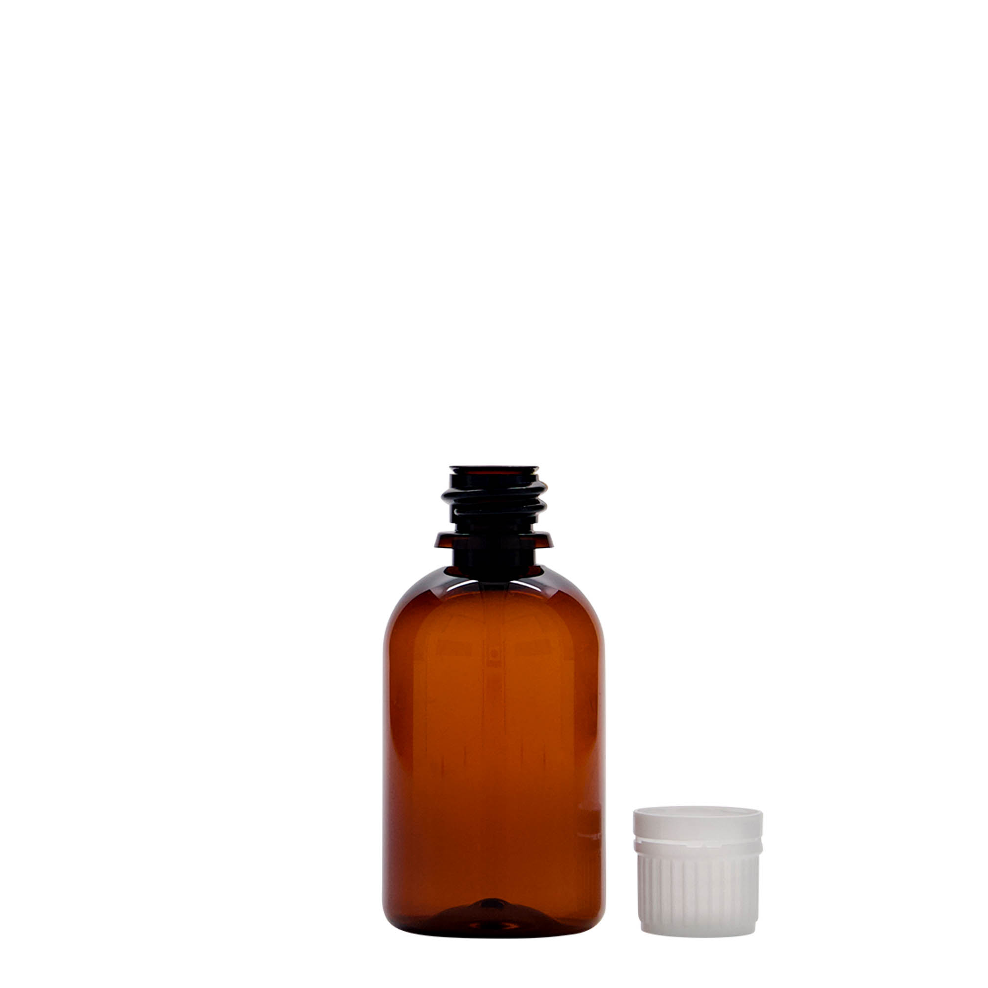 50 ml PET-lékovka „Easy Living“, hnědá, plast, hrdlo: DIN 18