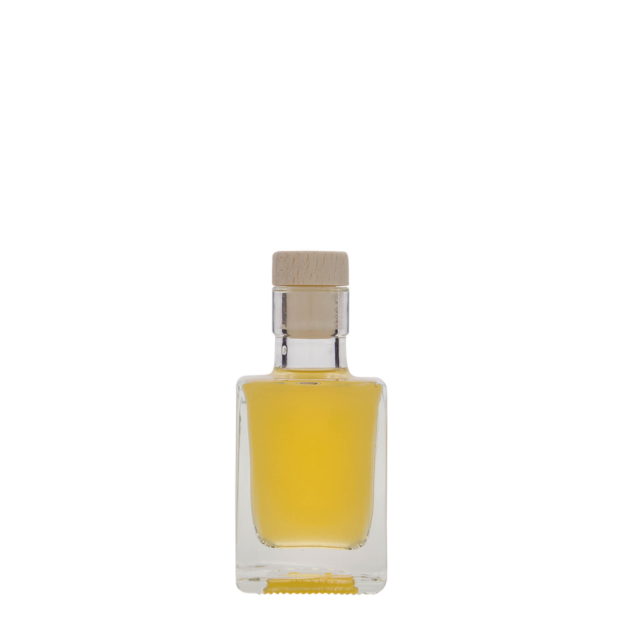 50 ml skleněná lahvička 'Cube', čtvercová, hrdlo: korek
