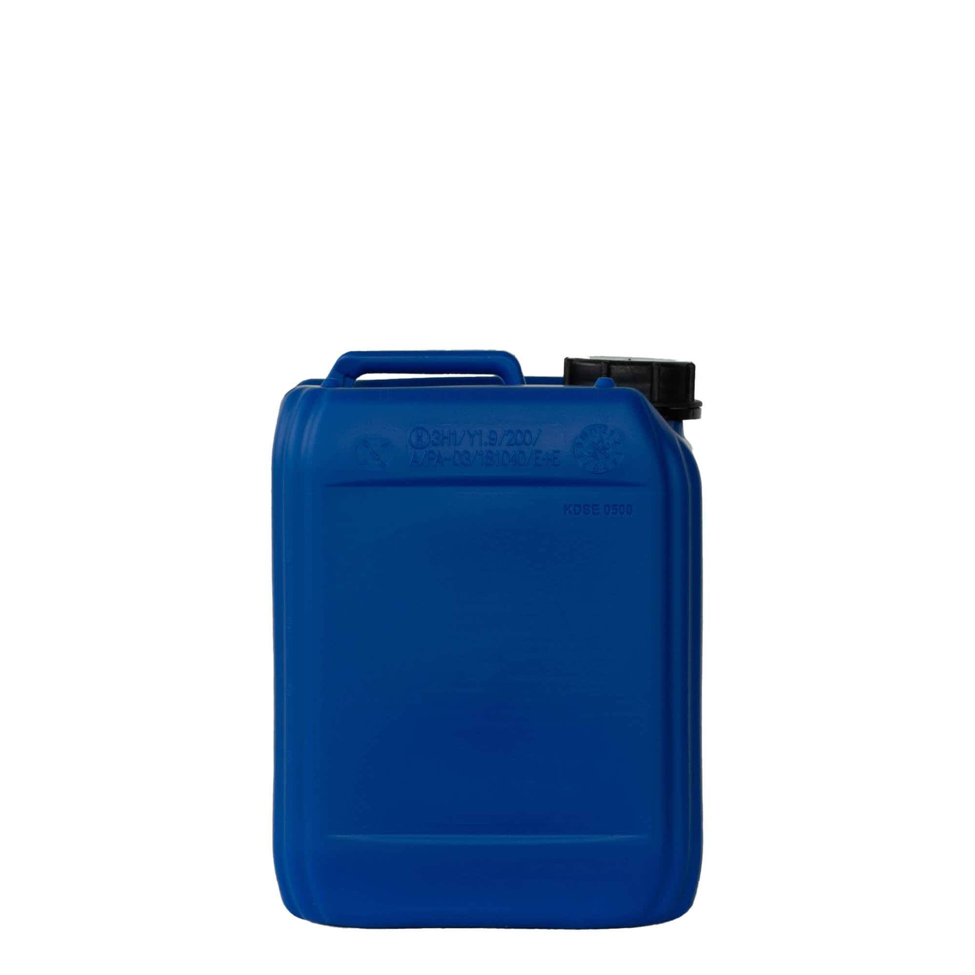 5 l kanystr, obdélníkový, HDPE plast, modrý, hrdlo: ND 55