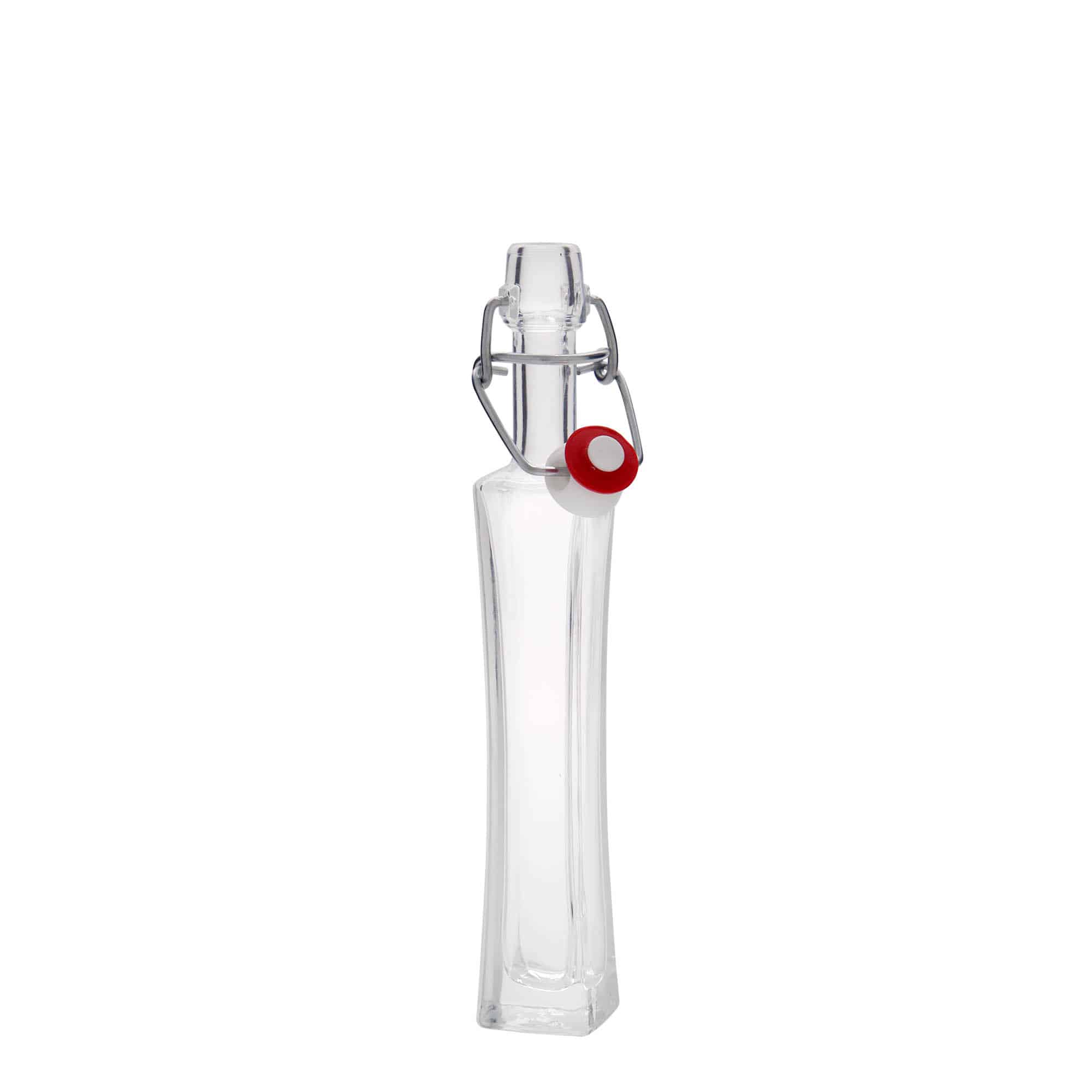 Skleněná lahev 40 ml 'Koko', čtvercová, uzávěr: třmenový uzávěr