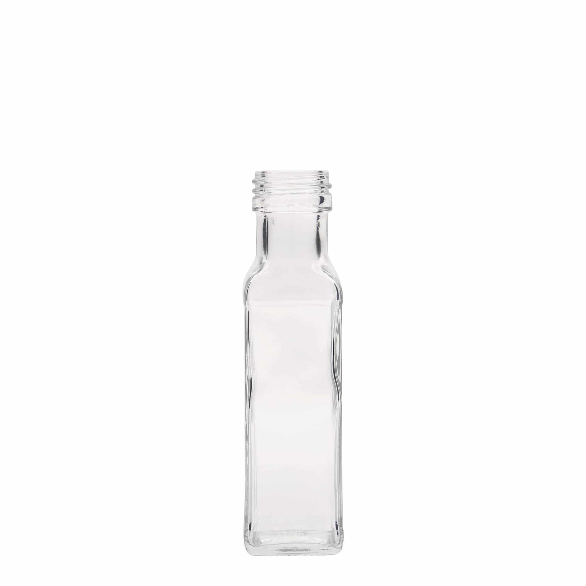 100 ml skleněná lahvička 'Marasca', čtvercová, hrdlo: PP 31,5