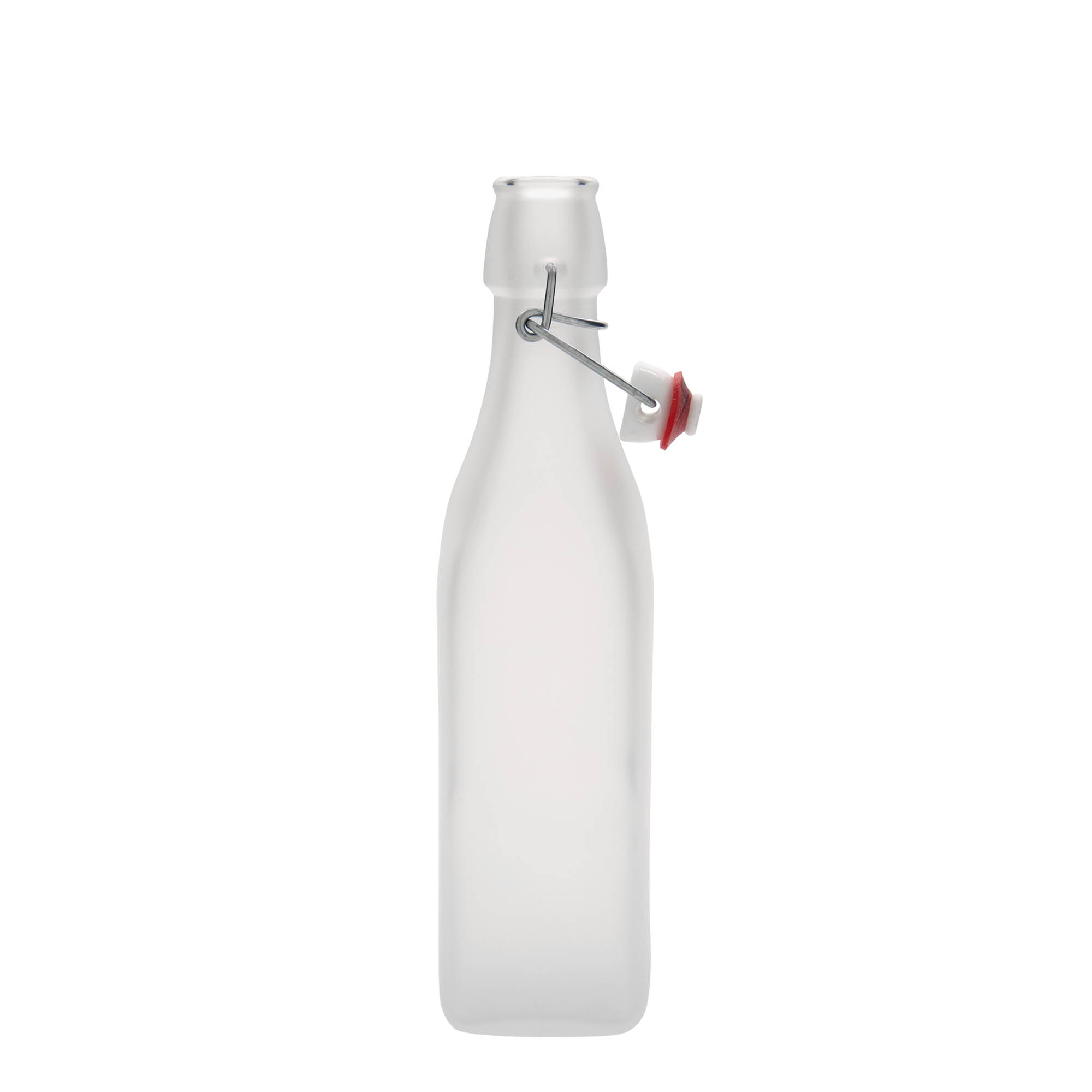 500 ml skleněná láhev 'Swing, čtvercová, bílá, hrdlo: uzávěr s pákou