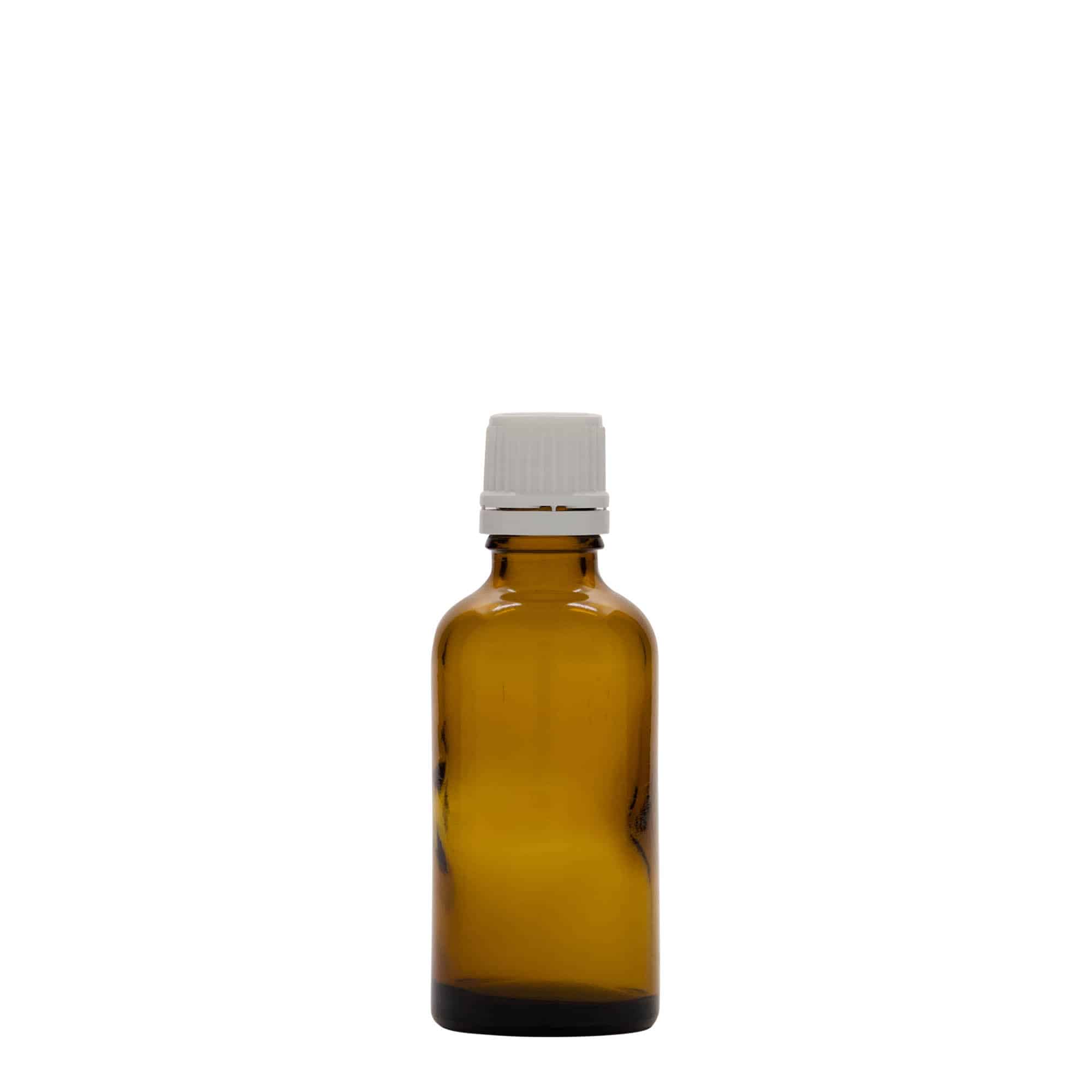 50 ml lékárenská lahvička, sklo, hnědá, hrdlo: DIN 18