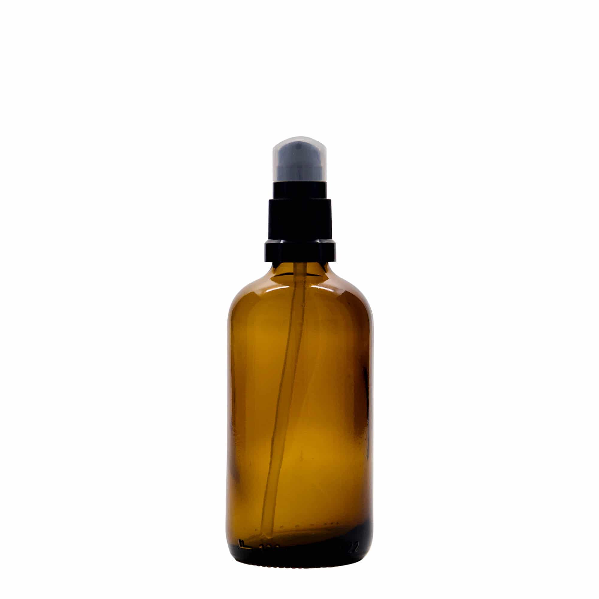 Lékovka s pumpičkou 100 ml, sklo, hnědá, ústí: DIN 18