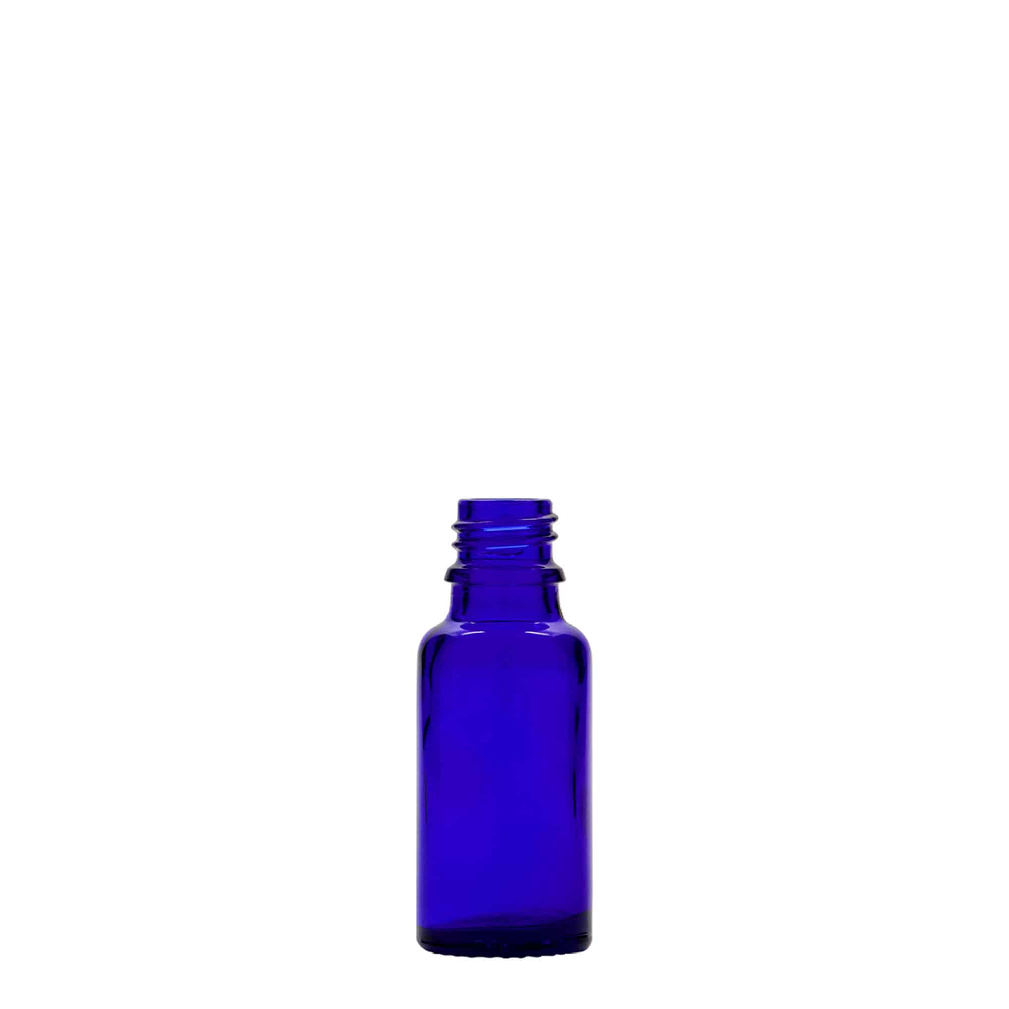 20 ml lékovka, sklo, královská modř, hrdlo: DIN 18