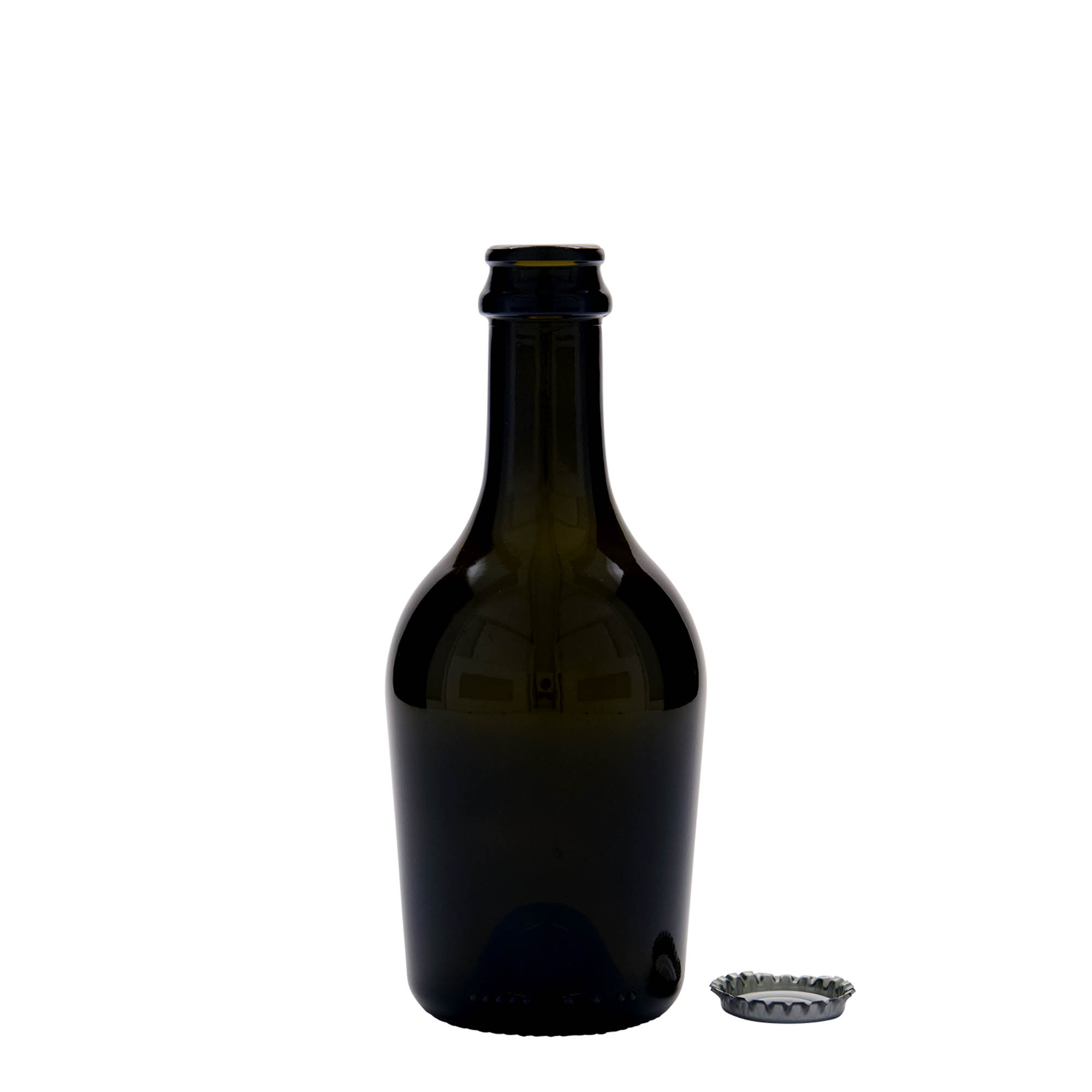 330 ml pivní / sektová láhev 'Butterfly', sklo, antik zelená, hrdlo: korunkový uzávěr