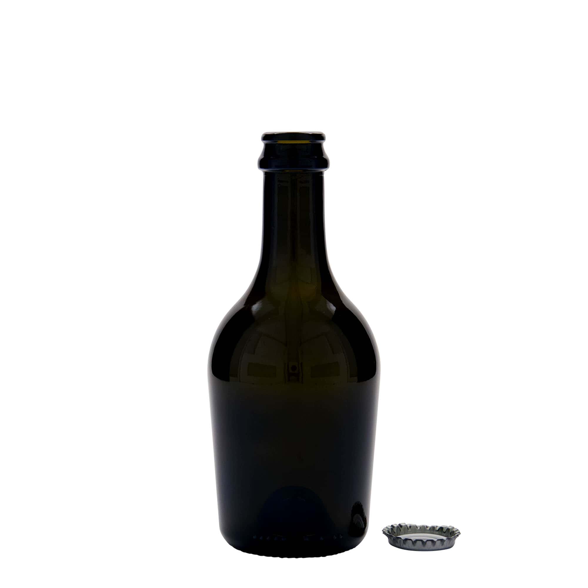 330 ml pivní / sektová láhev 'Butterfly', sklo, antik zelená, hrdlo: korunkový uzávěr