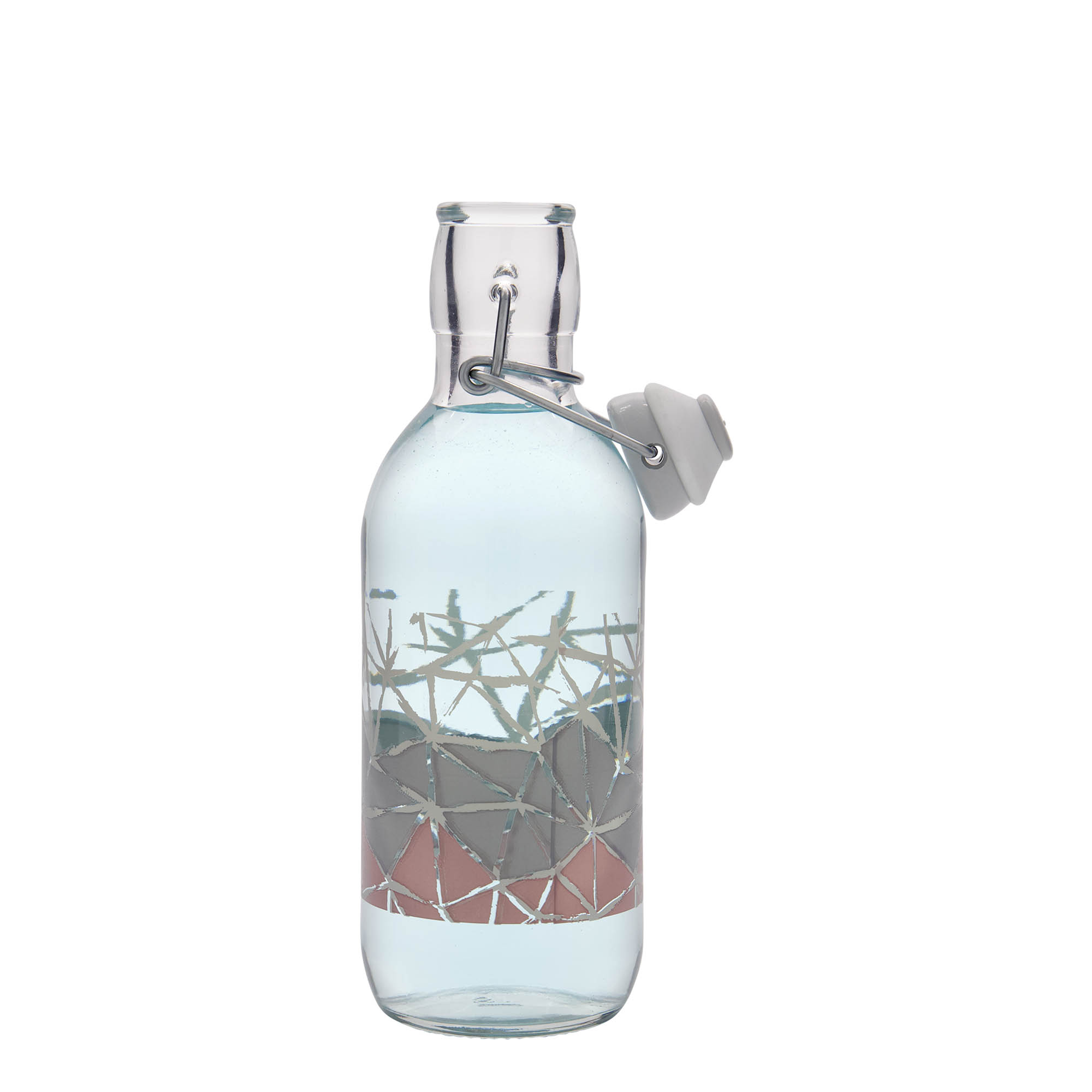 500 ml skleněná láhev Emilia potisk „Manolibera rosa“, hrdlo: závěsný uzávěr 500 ml skleněná láhev Emilia potisk „Manolibera rosa“, hrdlo: závěsný uzávěr