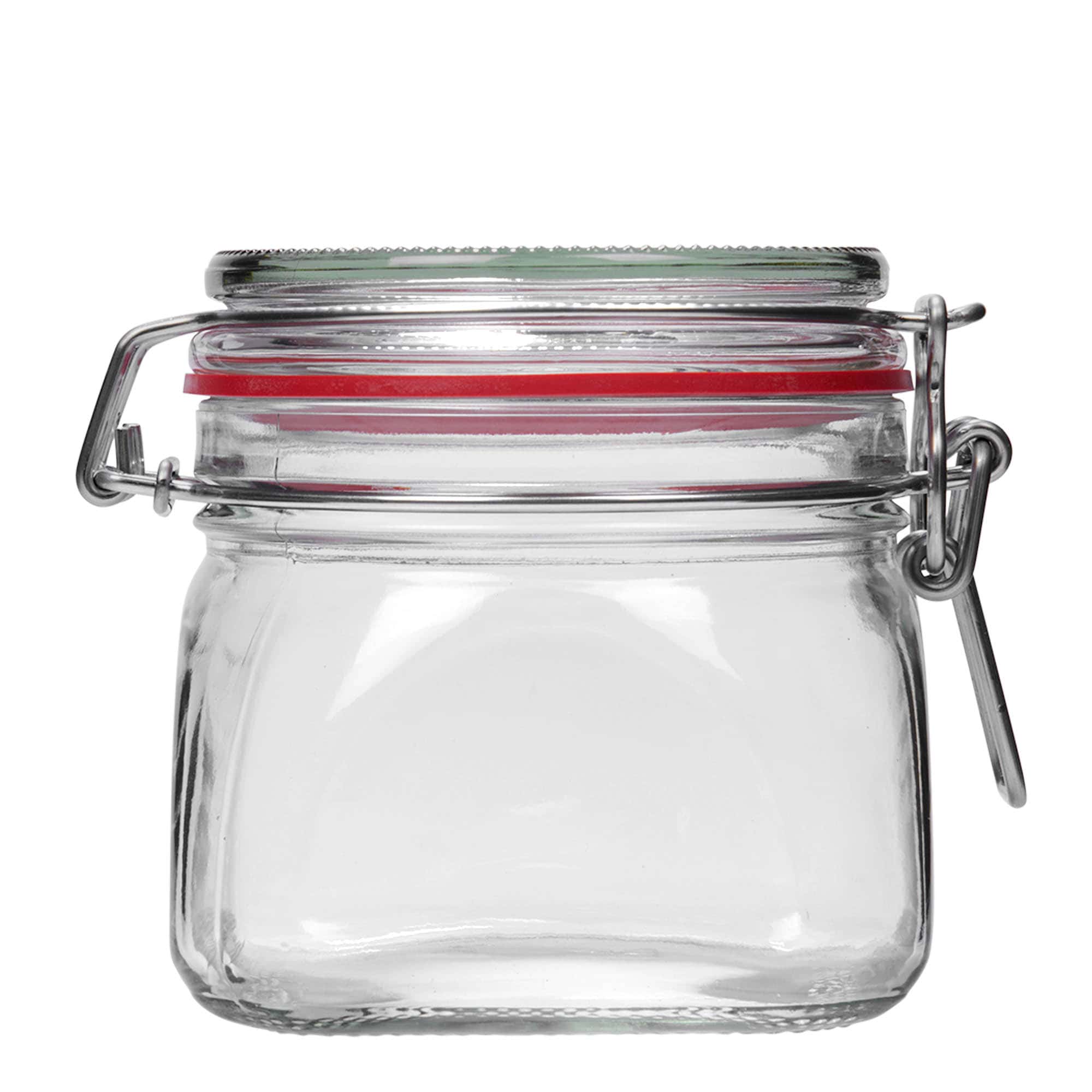 Sklenice s drátěným uzávěrem 550 ml, čtvercová, uzávěr: drátěný uzávěr Sklenice s drátěným uzávěrem 550 ml, čtvercová, uzávěr: drátěný uzávěr