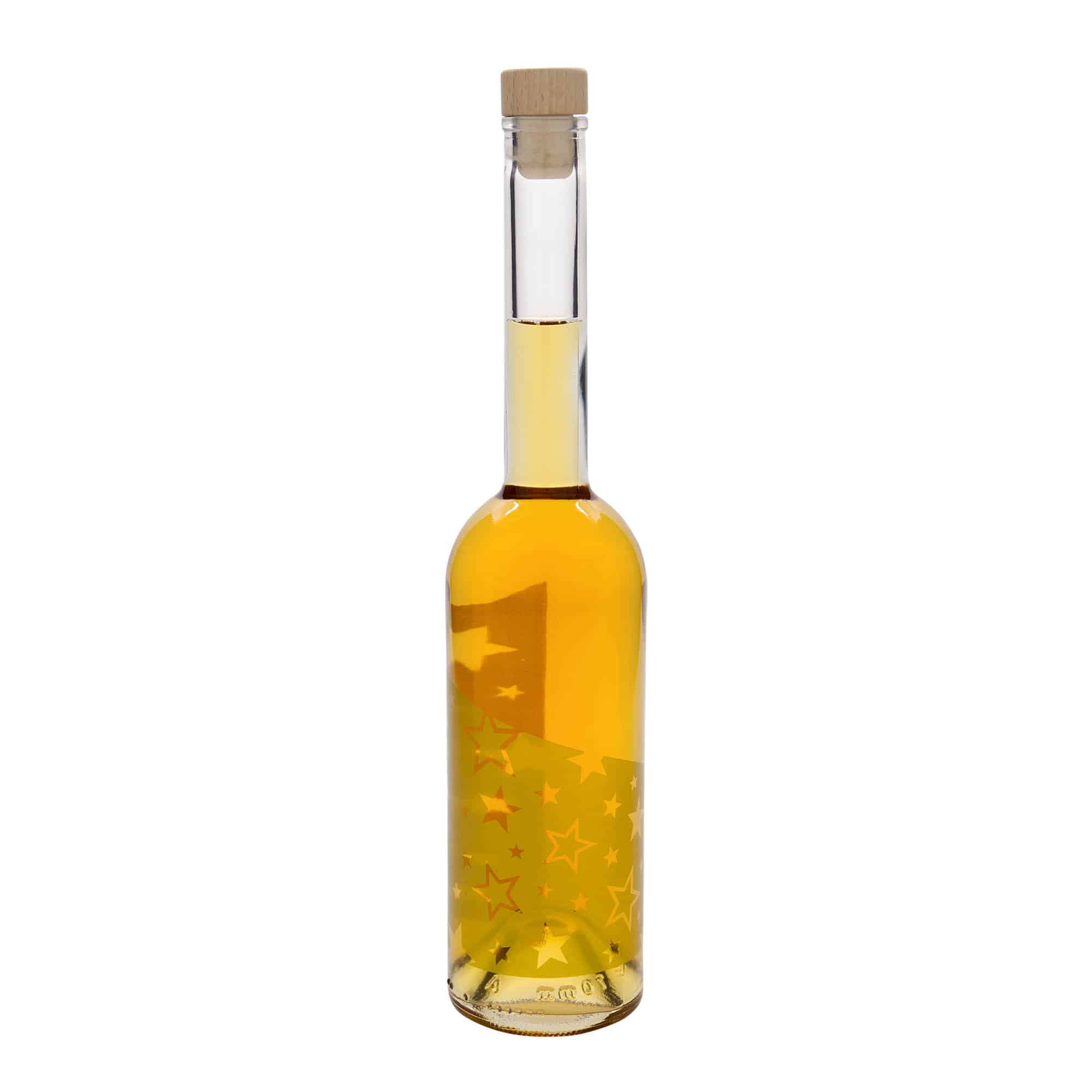 500 ml skleněná láhev 'Opera', motiv: zlaté hvězdy, hrdlo: korek