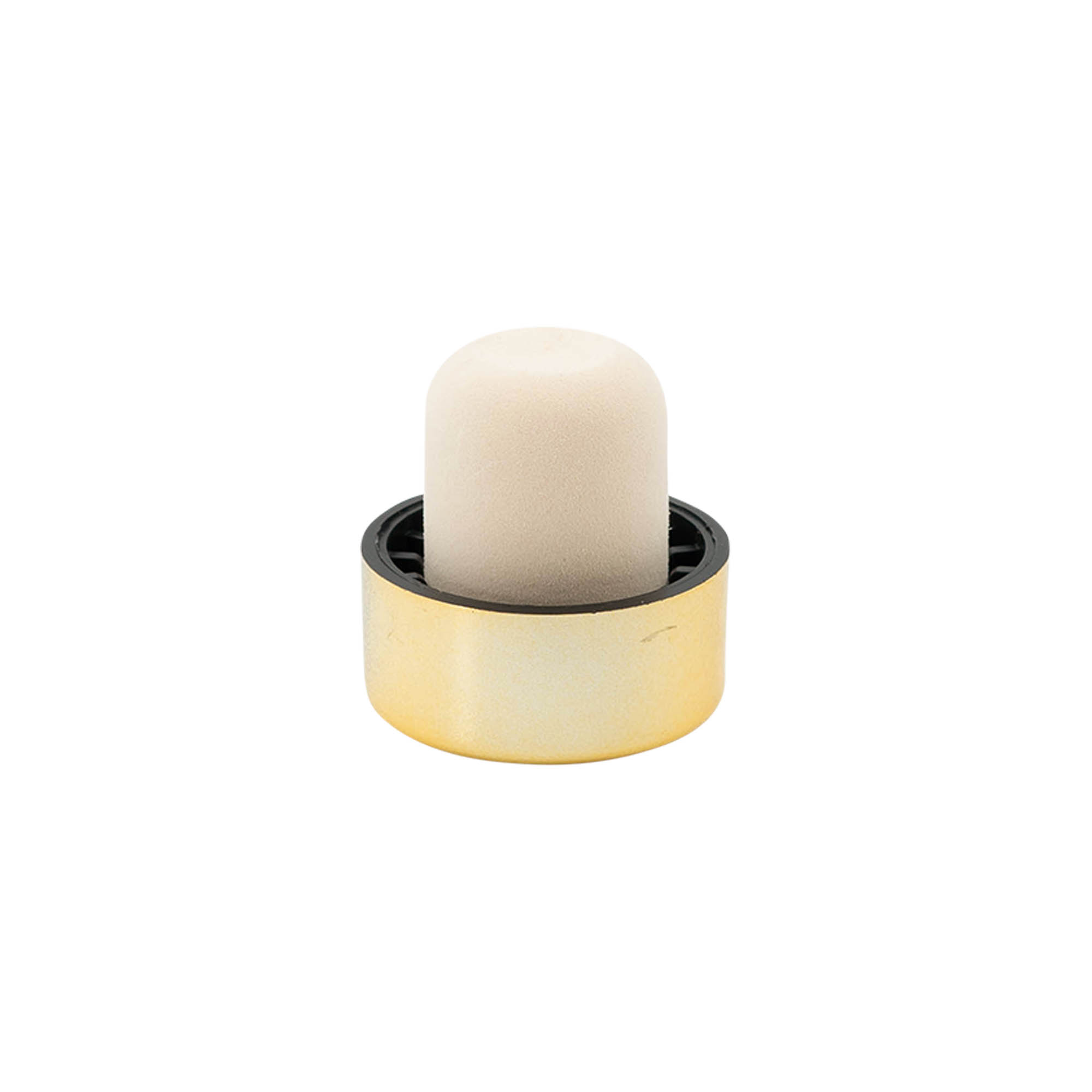 Korek s úchytem 19 mm, plast, zlatý, pro uzávěr: korek