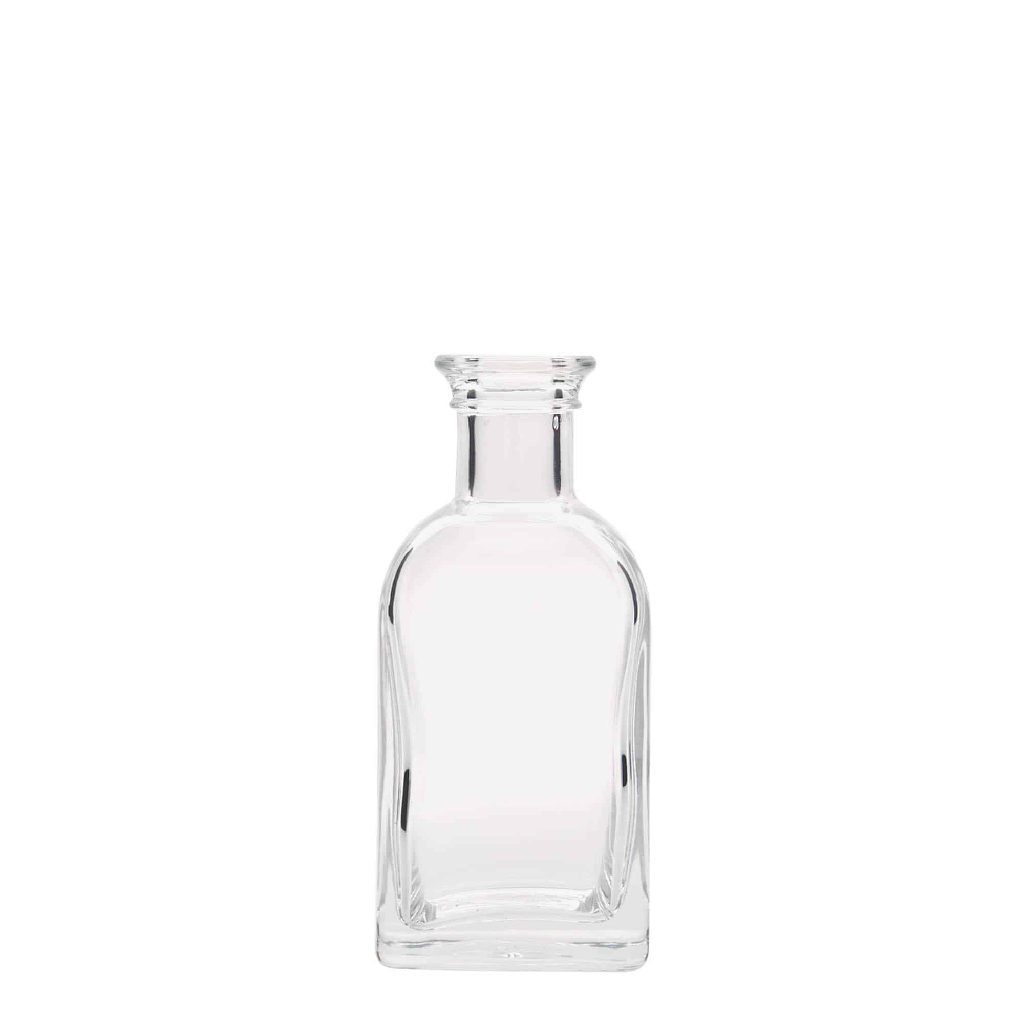 Skleněná lahev 100 ml lékárenská Carré, hranatá, uzávěr: korek