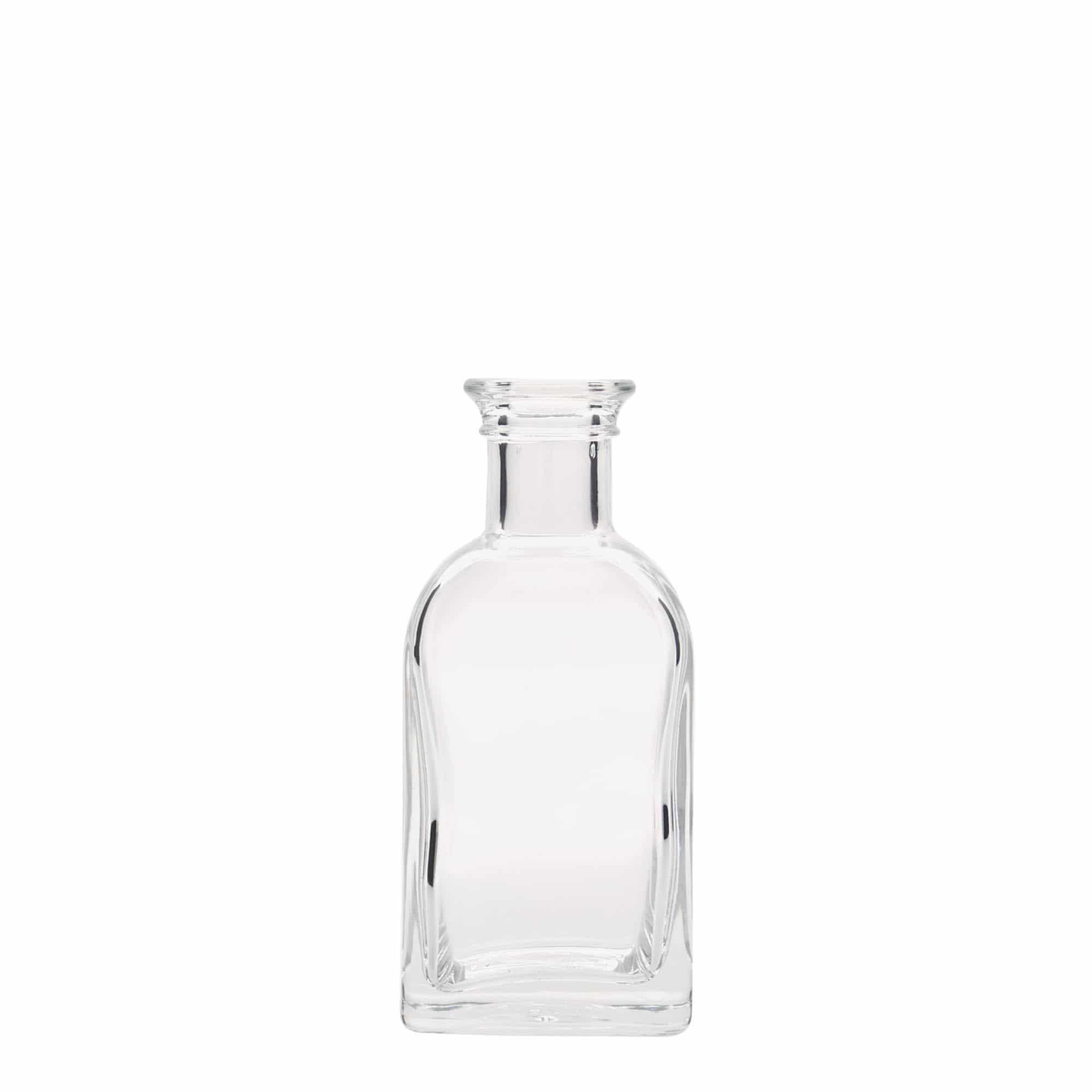 100 ml skleněná lahvička Apotheker Carré, čtvercová, hrdlo: korek