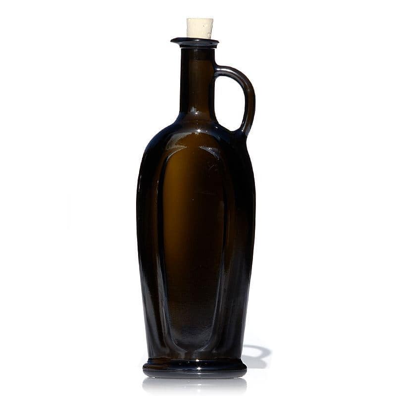 Skleněná lahev 500 ml 'Eleganta', oválná, starožitná zelená, uzávěr: korek