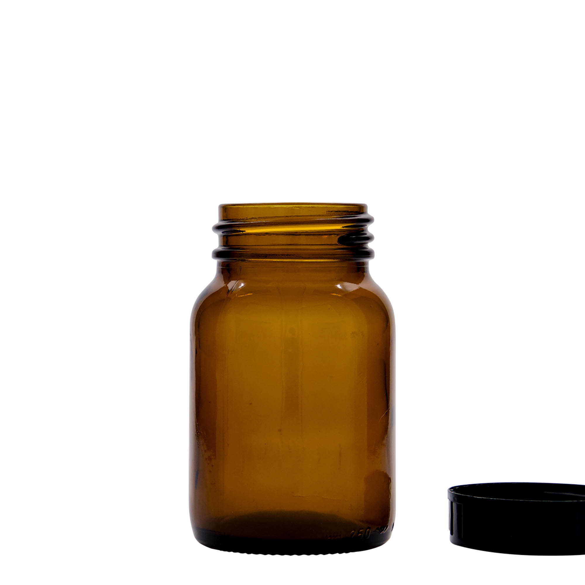 250 ml širokohrdlá sklenice, hnědá, hrdlo: DIN 55 250 ml širokohrdlá sklenice, hnědá, hrdlo: DIN 55