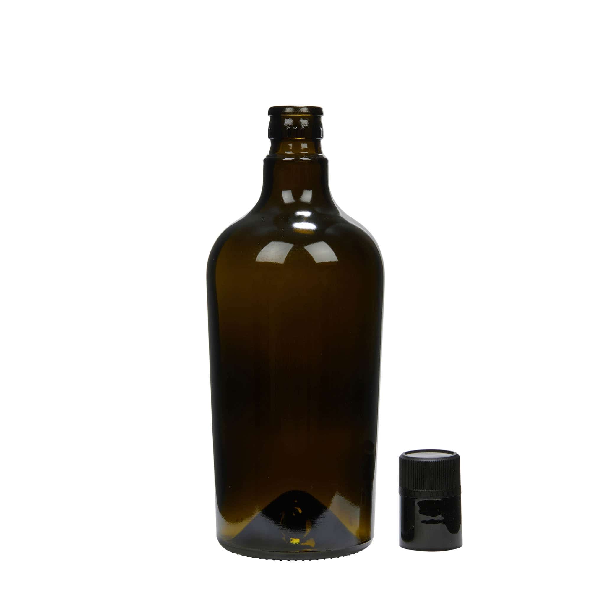 750 ml láhev na ocet/olej 'Oleum', sklo, antik zelená, hrdlo: DOP