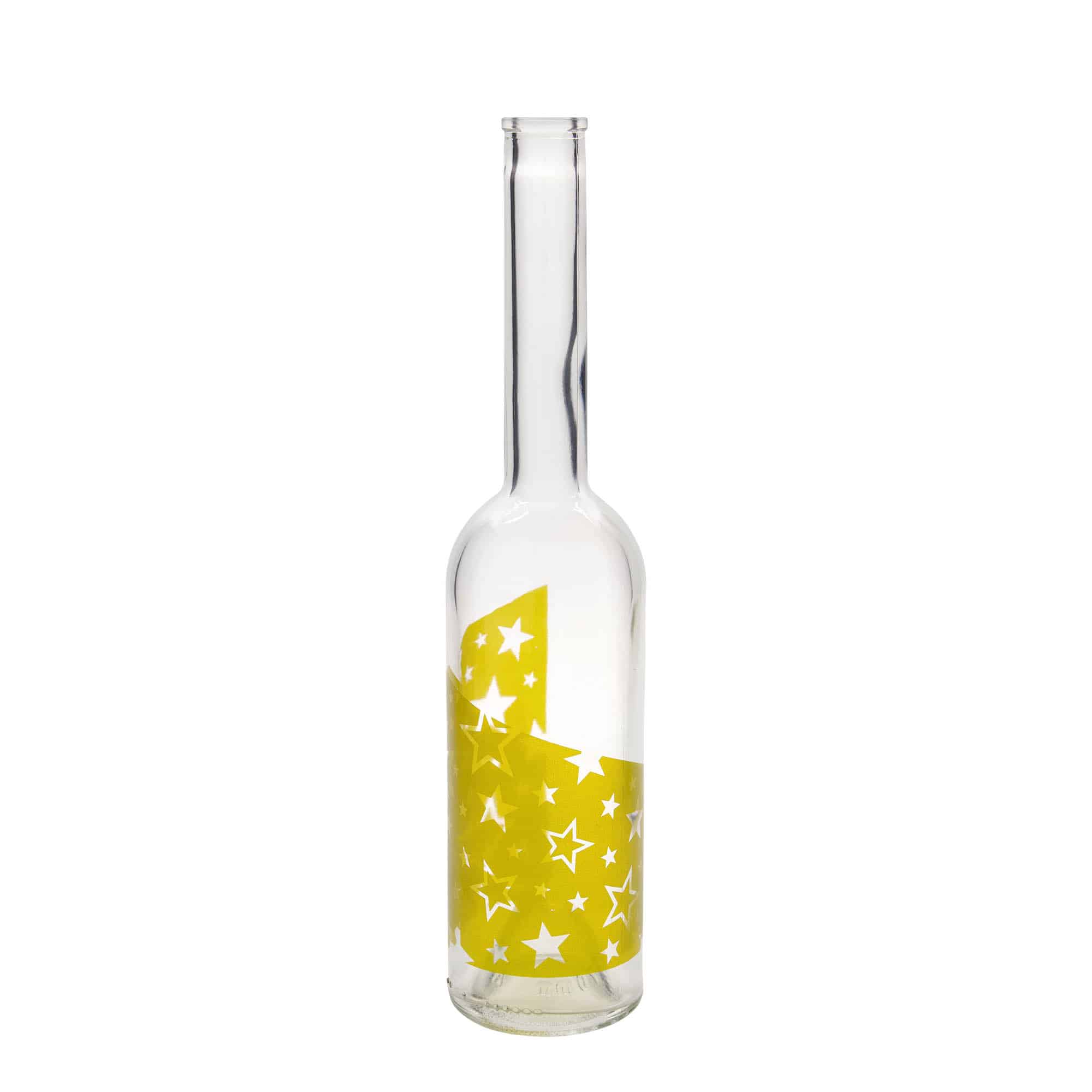 500 ml skleněná láhev 'Opera', motiv: zlaté hvězdy, hrdlo: korek