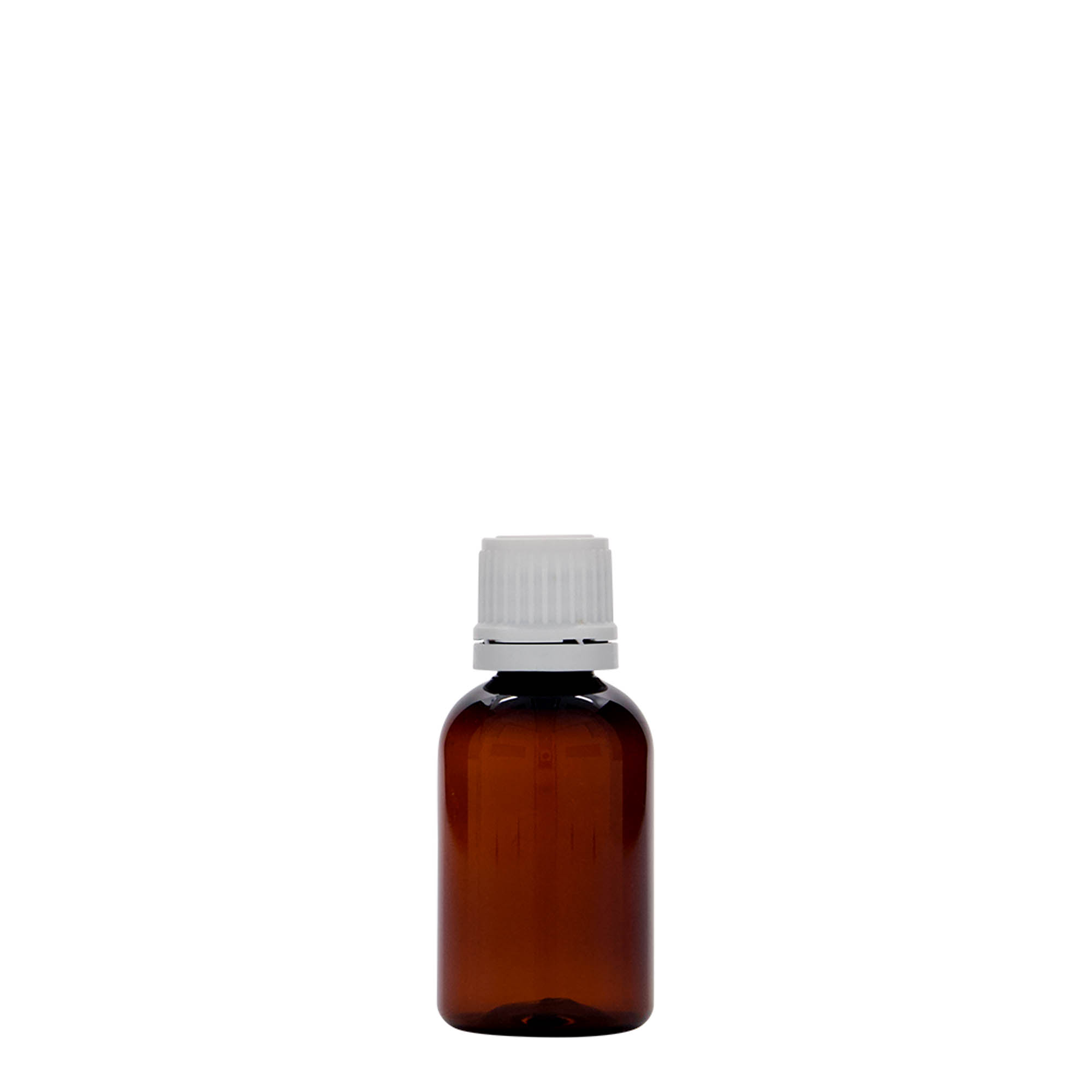 30 ml PET-lékovka „Easy Living“, hnědá, plast, hrdlo: DIN 18