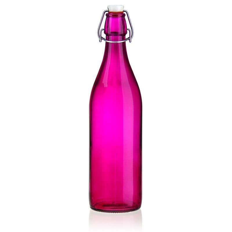 Skleněná lahev 1000 ml 'Giara', růžová, uzávěr: třmenový uzávěr
