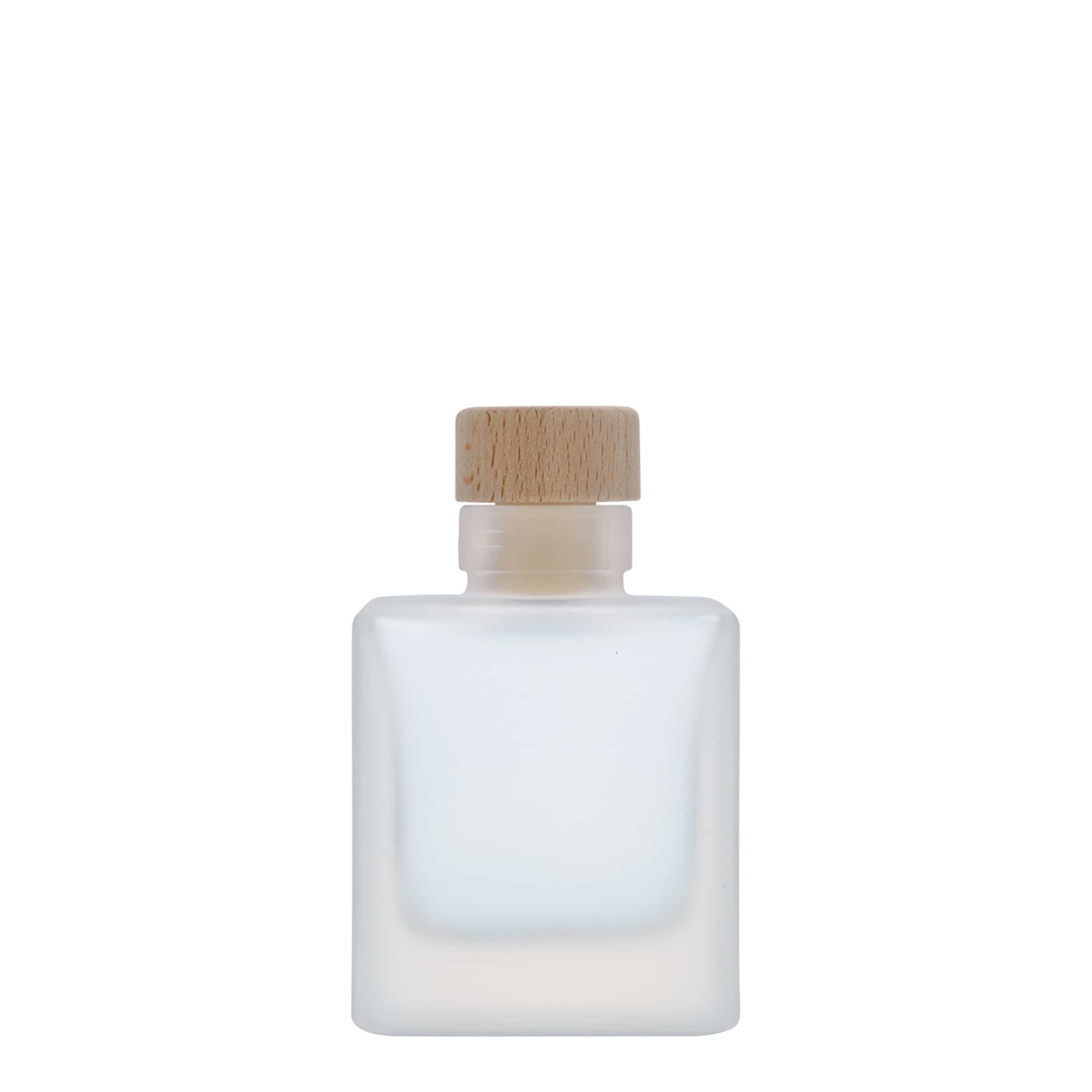 Skleněná lahev 100 ml 'Cube', čtvercová, matná, uzávěr: korek