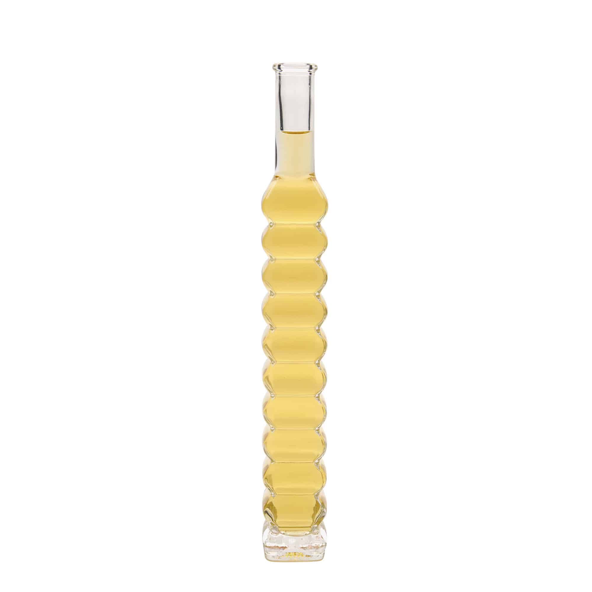 Skleněná lahev 200 ml , 'Řím', čtvercová, uzávěr: korek